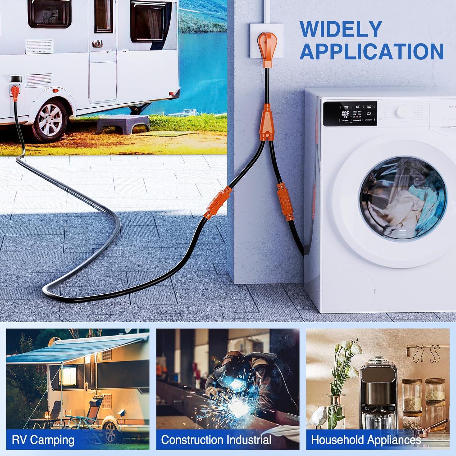 imageNilight  50033R 18 inch 50 Amp to 30 Amp RV Plug Adapter Heavy Duty Dogbone Electrical Adapter with Handle 50A Male to 30A Female Cord Adapter 125V3750W2 Years Warranty30M15F Y Splitter