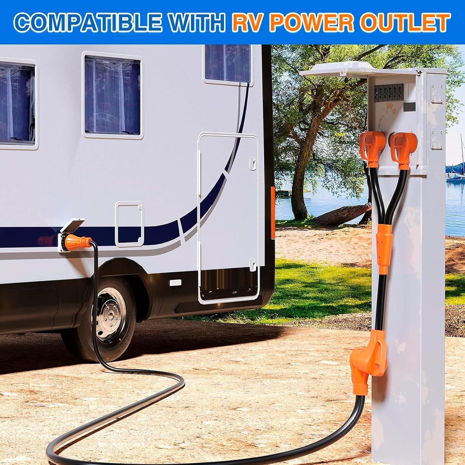 imageNilight  50033R 18 inch 50 Amp to 30 Amp RV Plug Adapter Heavy Duty Dogbone Electrical Adapter with Handle 50A Male to 30A Female Cord Adapter 125V3750W2 Years Warranty30M50F Y Splitter