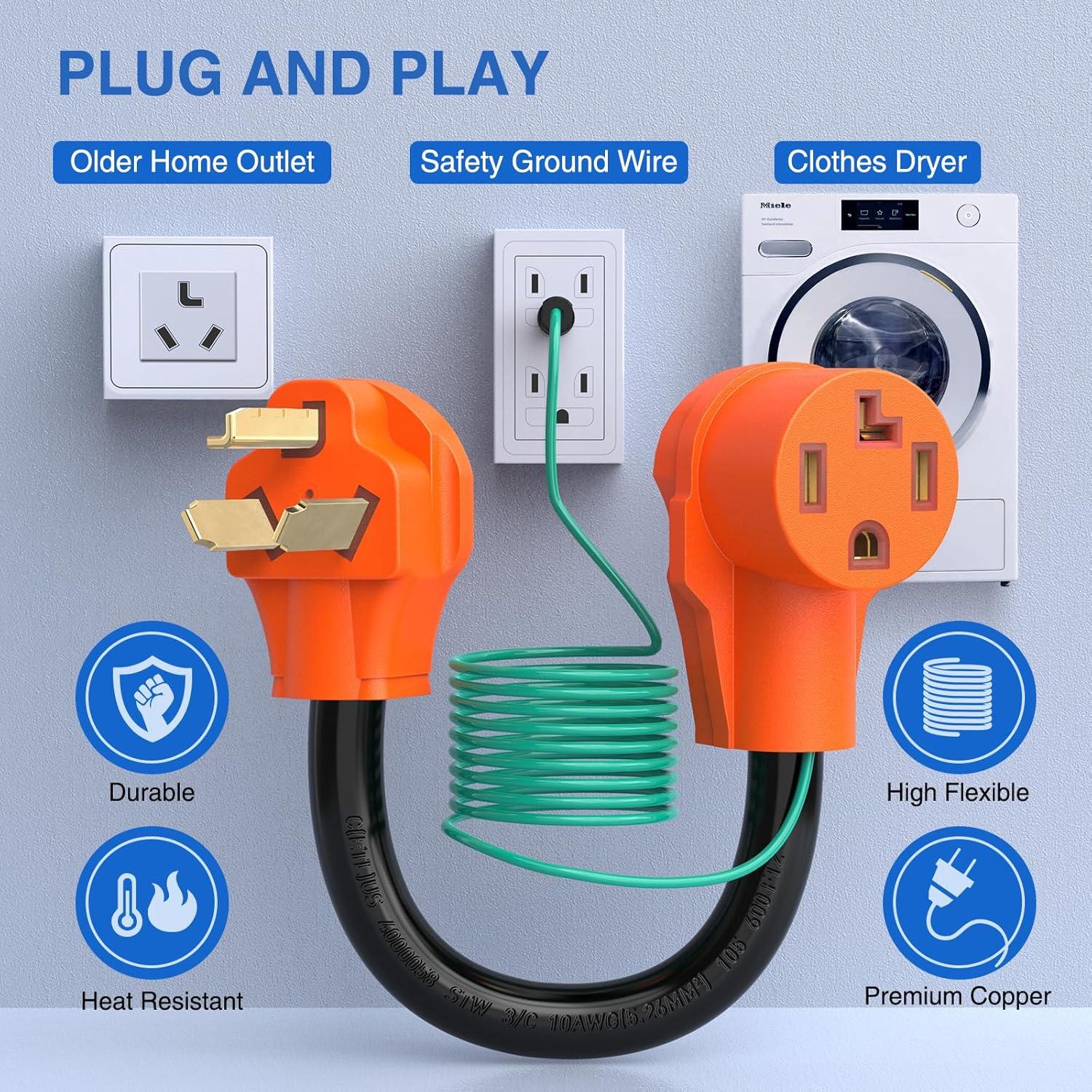 imageNilight  50033R 18 inch 50 Amp to 30 Amp RV Plug Adapter Heavy Duty Dogbone Electrical Adapter with Handle 50A Male to 30A Female Cord Adapter 125V3750W2 Years Warranty1030P to 1430R wGround Wire
