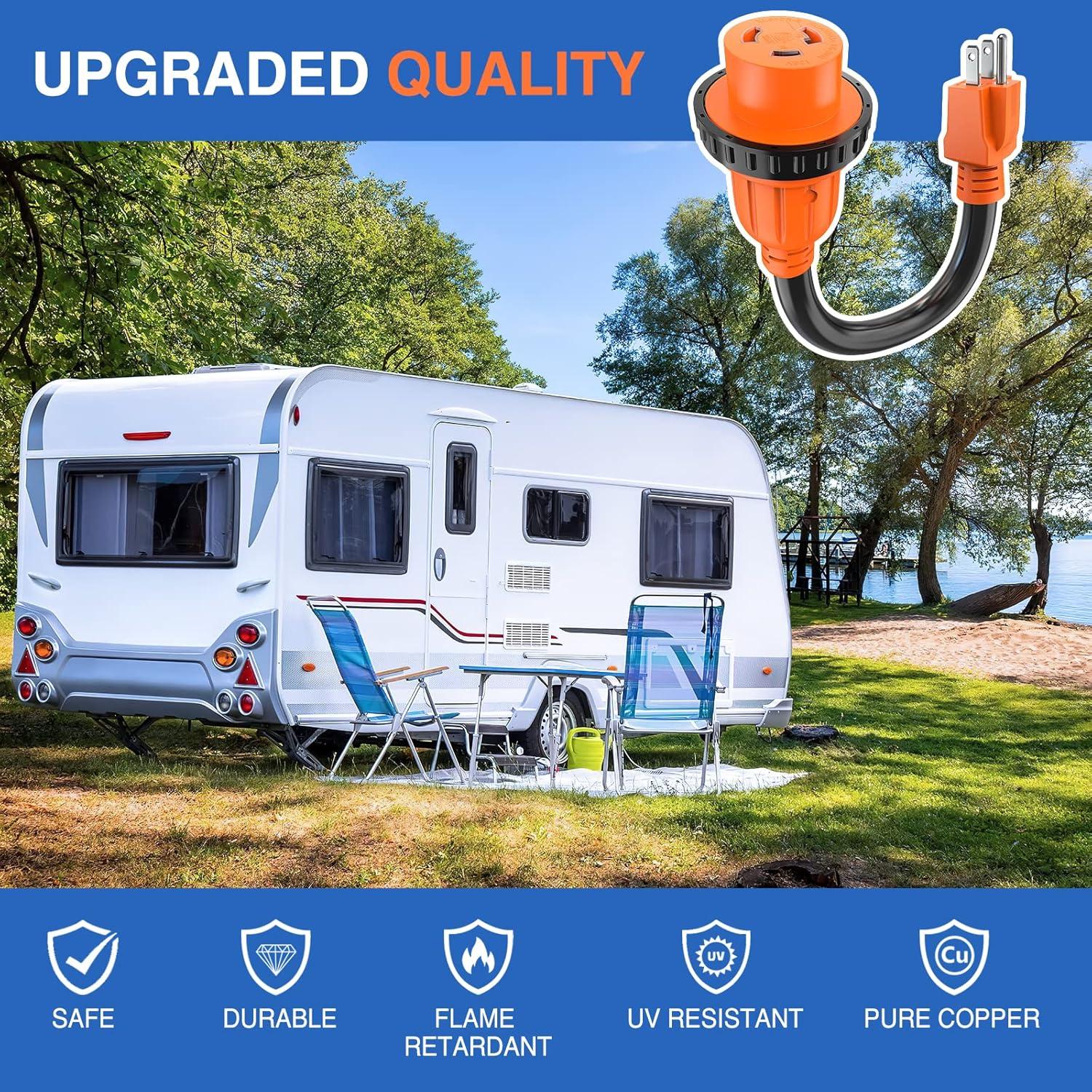 imageNilight  50033R 18 inch 50 Amp to 30 Amp RV Plug Adapter Heavy Duty Dogbone Electrical Adapter with Handle 50A Male to 30A Female Cord Adapter 125V3750W2 Years Warranty15M30F Locking