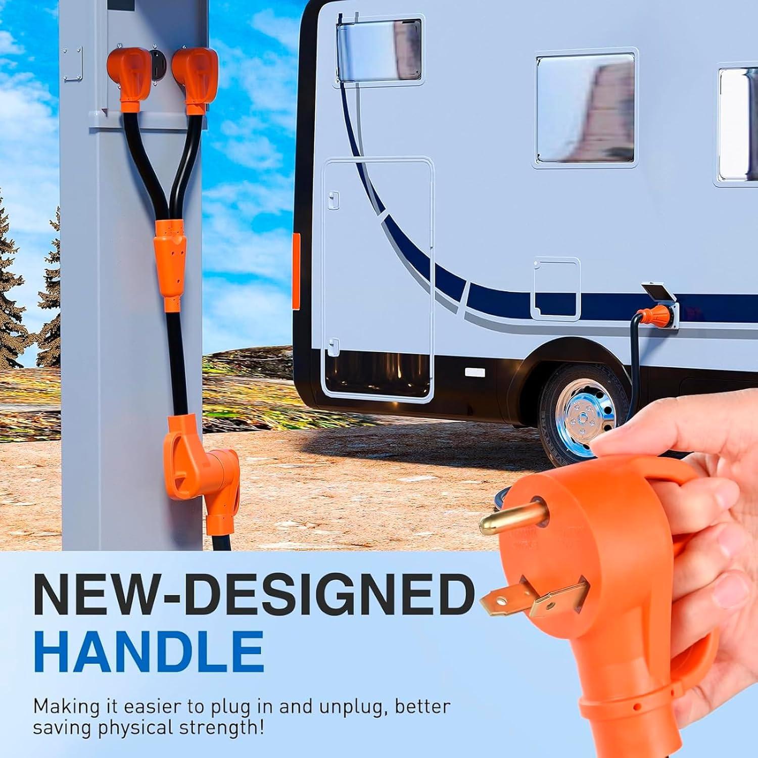 imageNilight  50033R 18 inch 50 Amp to 30 Amp RV Plug Adapter Heavy Duty Dogbone Electrical Adapter with Handle 50A Male to 30A Female Cord Adapter 125V3750W2 Years Warranty30M50F Y Splitter