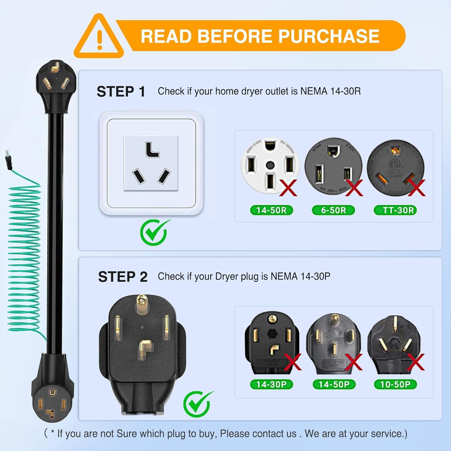 imageNilight  50033R 18 inch 50 Amp to 30 Amp RV Plug Adapter Heavy Duty Dogbone Electrical Adapter with Handle 50A Male to 30A Female Cord Adapter 125V3750W2 Years Warranty1030P to 1430R wGround Wire Black