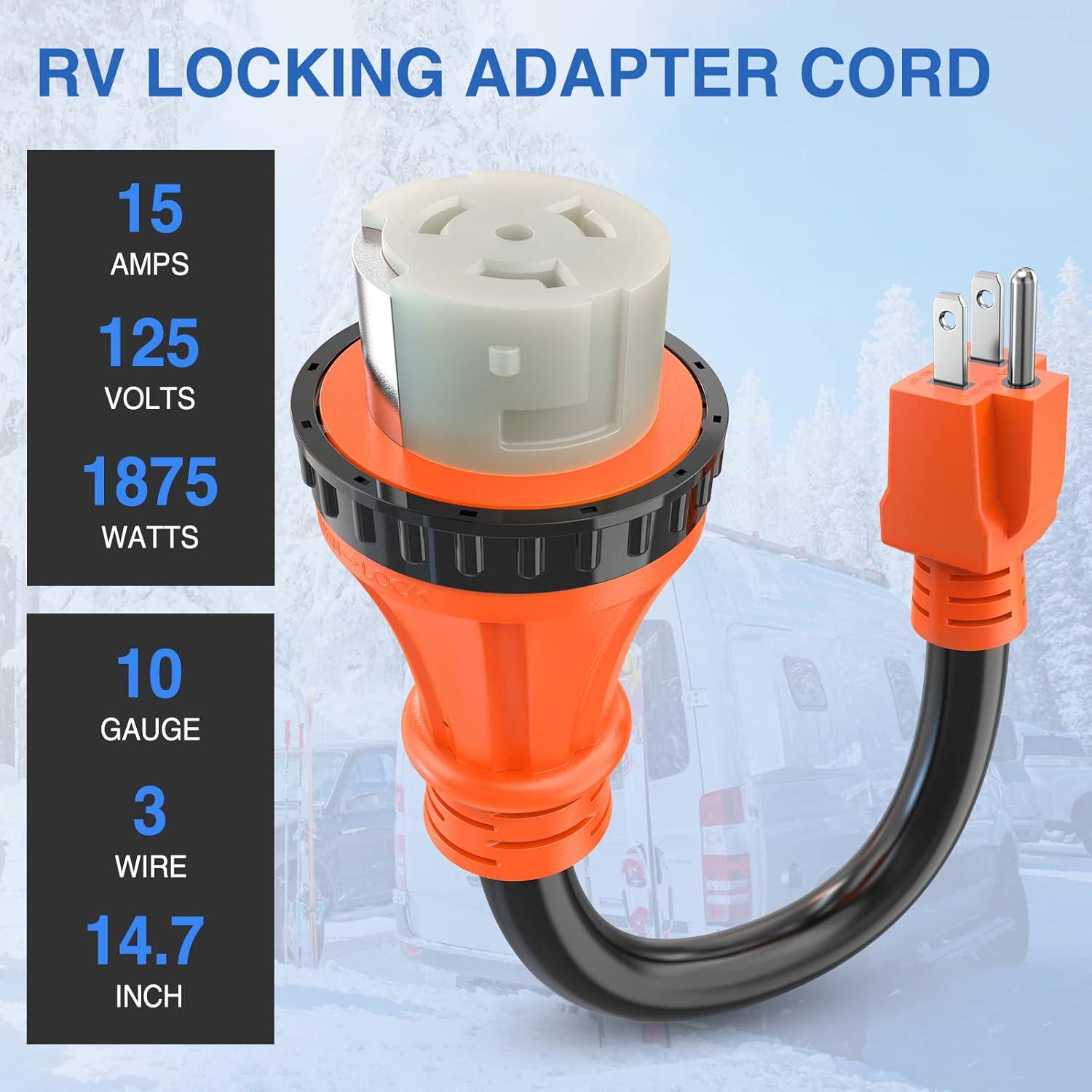 imageNilight  50033R 18 inch 50 Amp to 30 Amp RV Plug Adapter Heavy Duty Dogbone Electrical Adapter with Handle 50A Male to 30A Female Cord Adapter 125V3750W2 Years WarrantyOrange