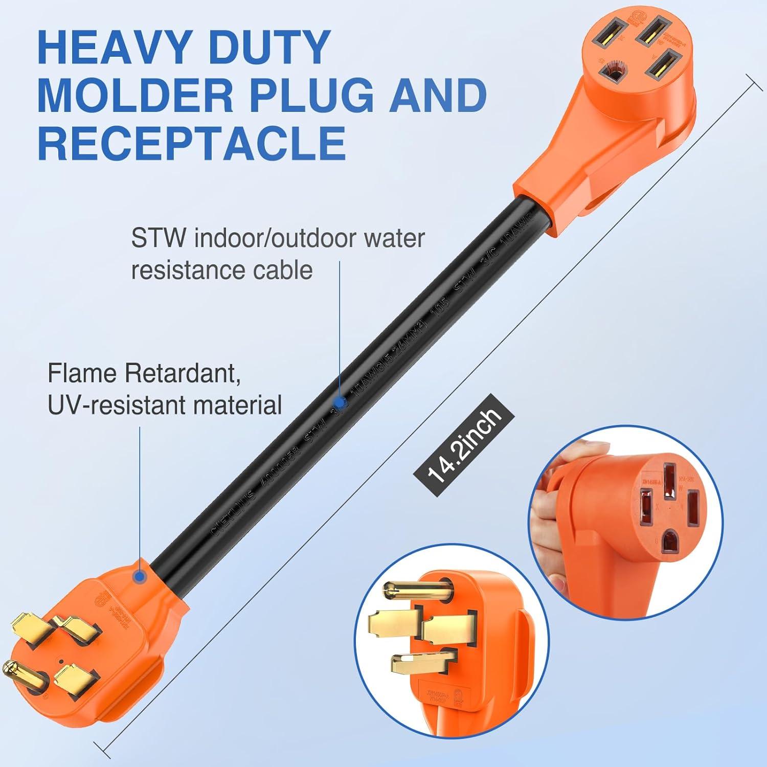 imageNilight  50033R 18 inch 50 Amp to 30 Amp RV Plug Adapter Heavy Duty Dogbone Electrical Adapter with Handle 50A Male to 30A Female Cord Adapter 125V3750W2 Years WarrantyNew dryer plug to EV