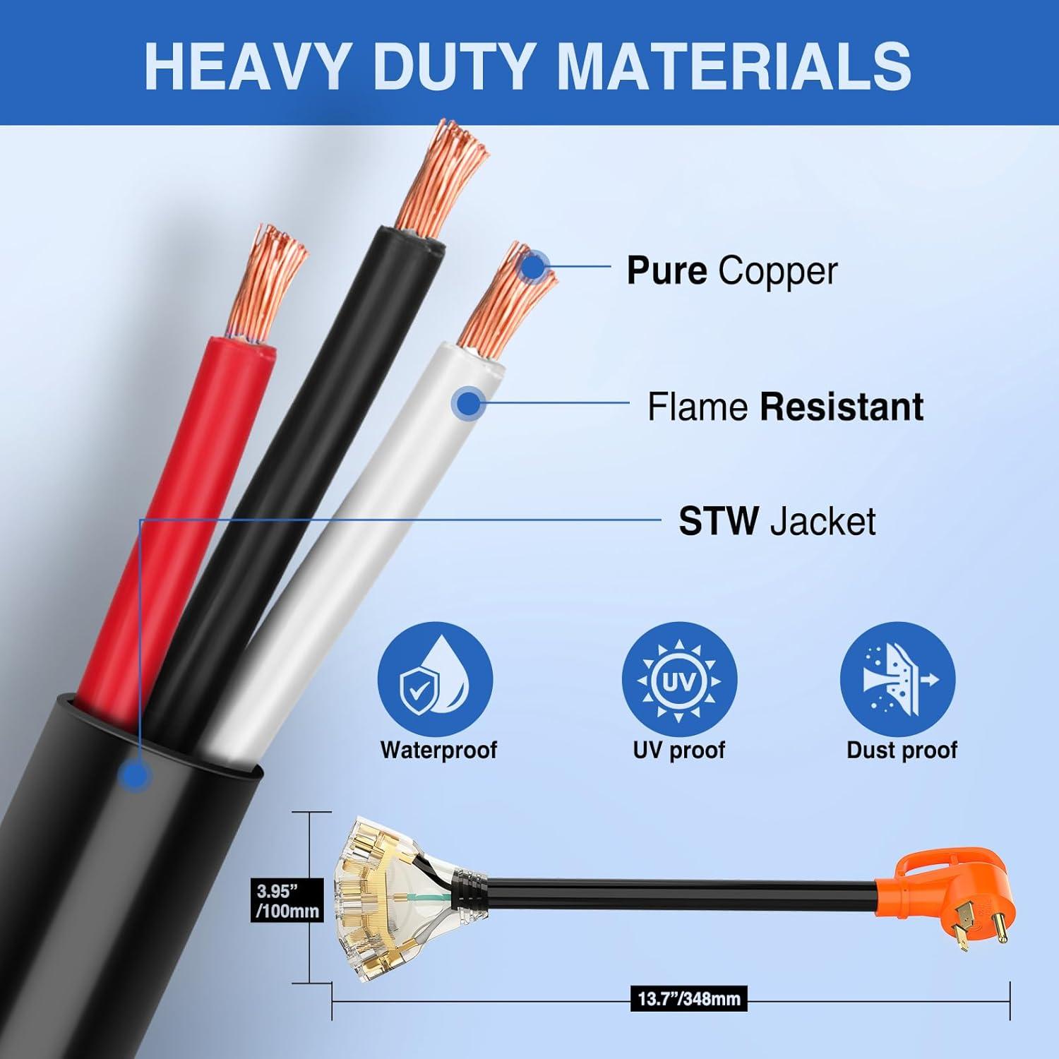 imageNilight  50033R 18 inch 50 Amp to 30 Amp RV Plug Adapter Heavy Duty Dogbone Electrical Adapter with Handle 50A Male to 30A Female Cord Adapter 125V3750W2 Years WarrantyTT30P to 515R520R 3Prong