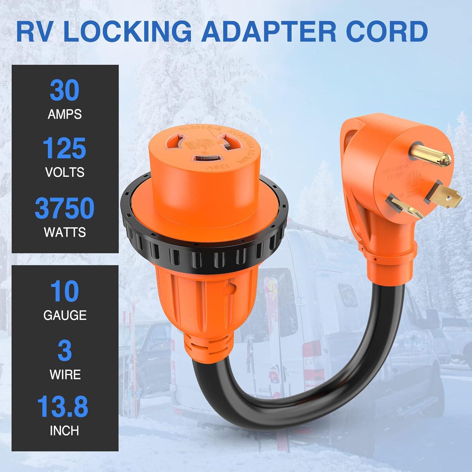 imageNilight  50033R 18 inch 50 Amp to 30 Amp RV Plug Adapter Heavy Duty Dogbone Electrical Adapter with Handle 50A Male to 30A Female Cord Adapter 125V3750W2 Years Warranty30M30F Locking