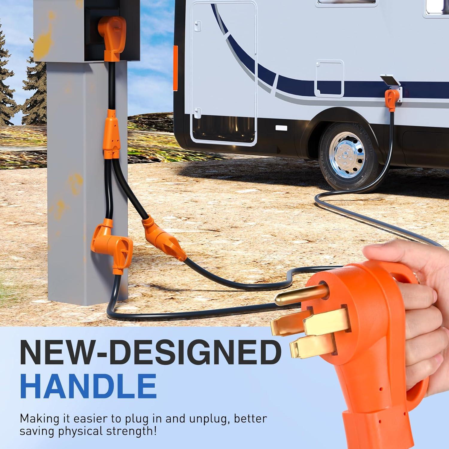 imageNilight  50033R 18 inch 50 Amp to 30 Amp RV Plug Adapter Heavy Duty Dogbone Electrical Adapter with Handle 50A Male to 30A Female Cord Adapter 125V3750W2 Years Warranty50M30F Y Splitter