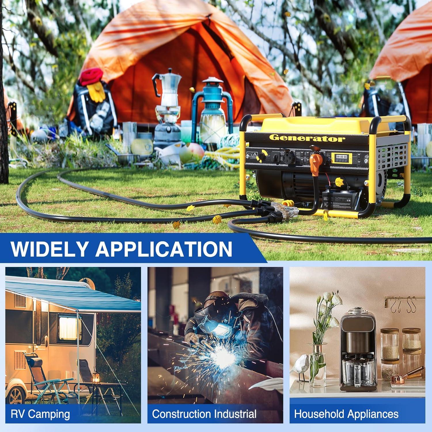 imageNilight  50033R 18 inch 50 Amp to 30 Amp RV Plug Adapter Heavy Duty Dogbone Electrical Adapter with Handle 50A Male to 30A Female Cord Adapter 125V3750W2 Years WarrantyTT30P to 515R520R 3Prong