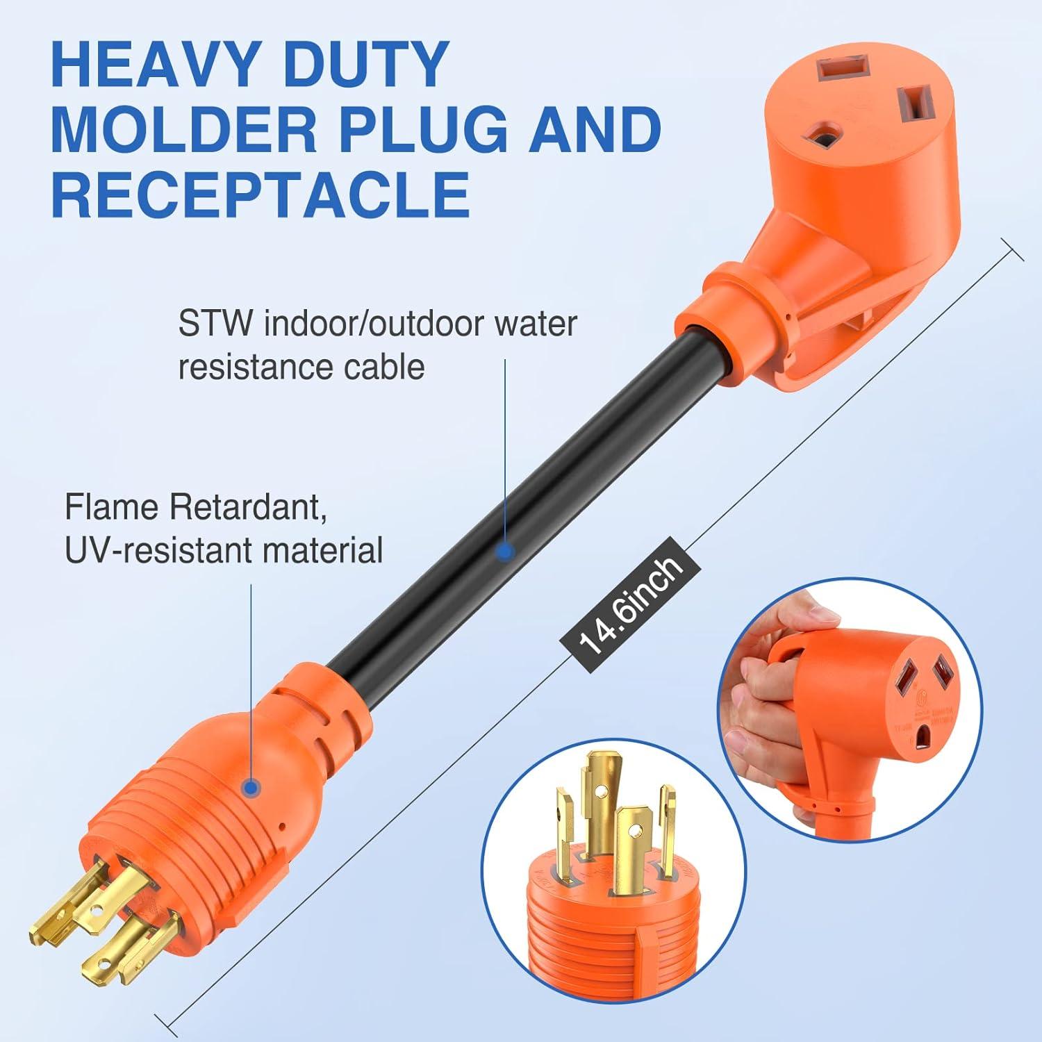 imageNilight  50033R 18 inch 50 Amp to 30 Amp RV Plug Adapter Heavy Duty Dogbone Electrical Adapter with Handle 50A Male to 30A Female Cord Adapter 125V3750W2 Years Warranty30M Locking 4Pin30F