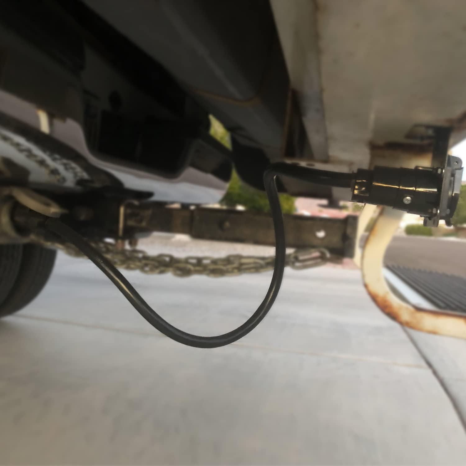 imageNilight  50050R 7Way Trailer Plug Socket Extension Cable 3FT Long 1014 AWG DoubleProng Copper TerminalsWires for 7Blade Trailer Wiring Connector Cord 2 Years Warranty3FT Trailer Extension Cord