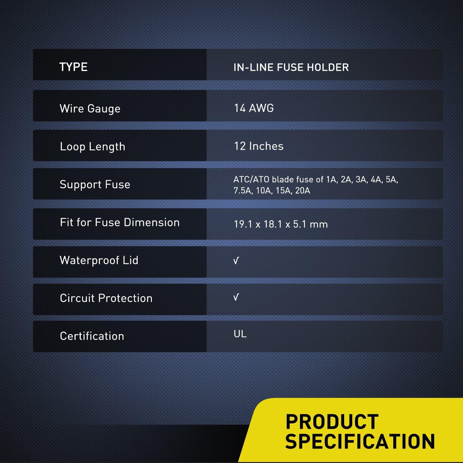 imageNilight 10 Pack NIFH01 Inline Holder 14AWG Wiring Harness ATCATO 30AMP Blade Automotive Fuse Holder10 2 Years Warranty10Pcs 14AWG Fuse Holder