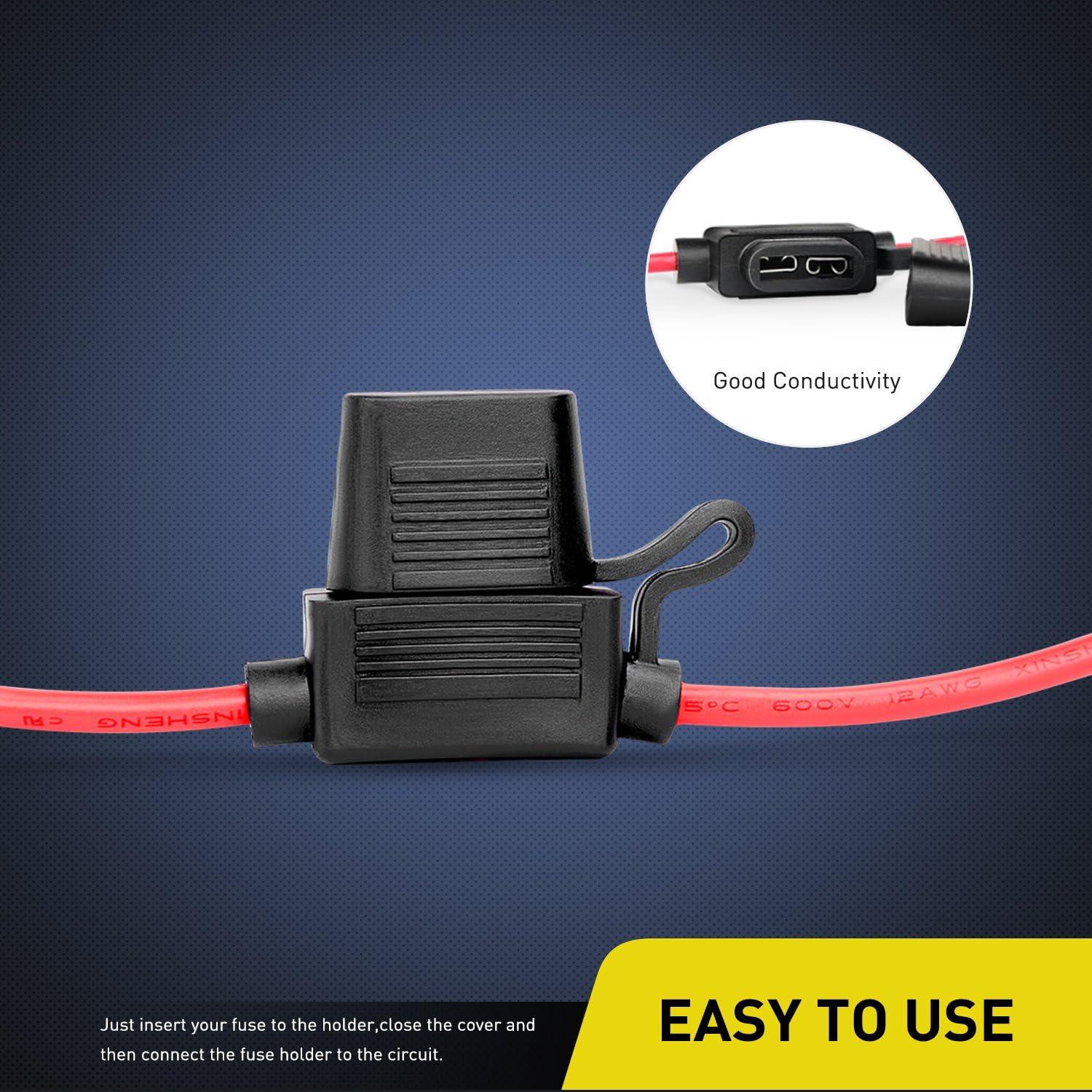 imageNilight 10 Pack NIFH01 Inline Holder 14AWG Wiring Harness ATCATO 30AMP Blade Automotive Fuse Holder10 2 Years Warranty10Pcs 14AWG Fuse Holder