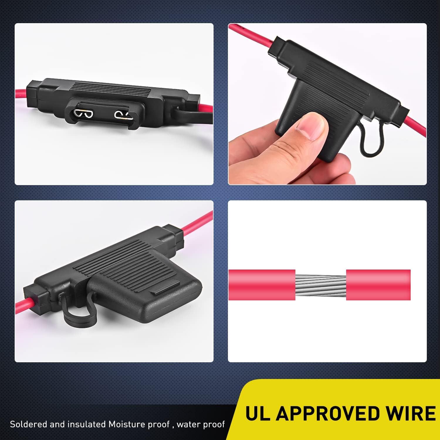 imageNilight 10 Pack NIFH01 Inline Holder 14AWG Wiring Harness ATCATO 30AMP Blade Automotive Fuse Holder10 2 Years Warranty2Pcs 10AWG Maxi Fuse Holder