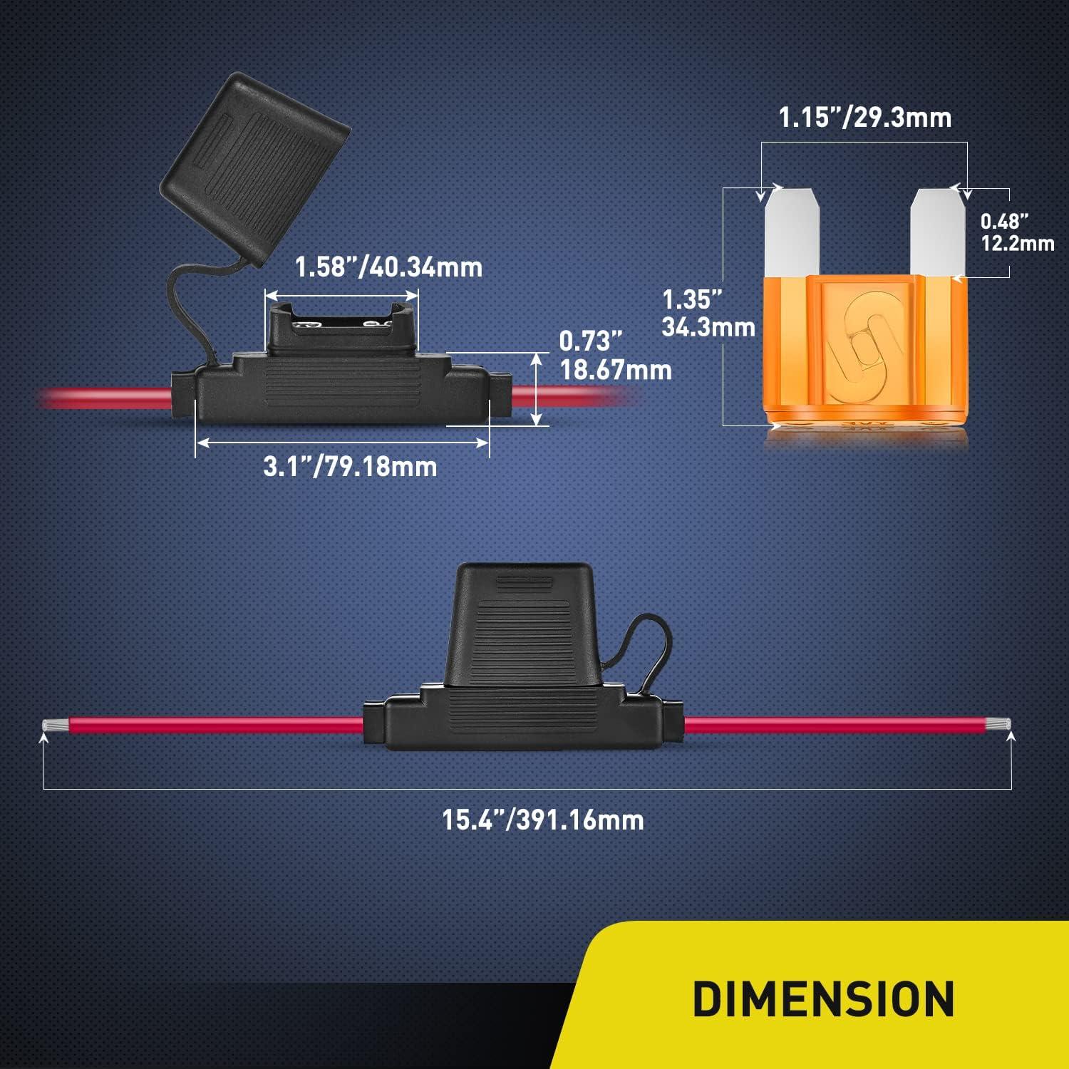 imageNilight 10 Pack NIFH01 Inline Holder 14AWG Wiring Harness ATCATO 30AMP Blade Automotive Fuse Holder10 2 Years Warranty2Pcs 10AWG Maxi Fuse Holder