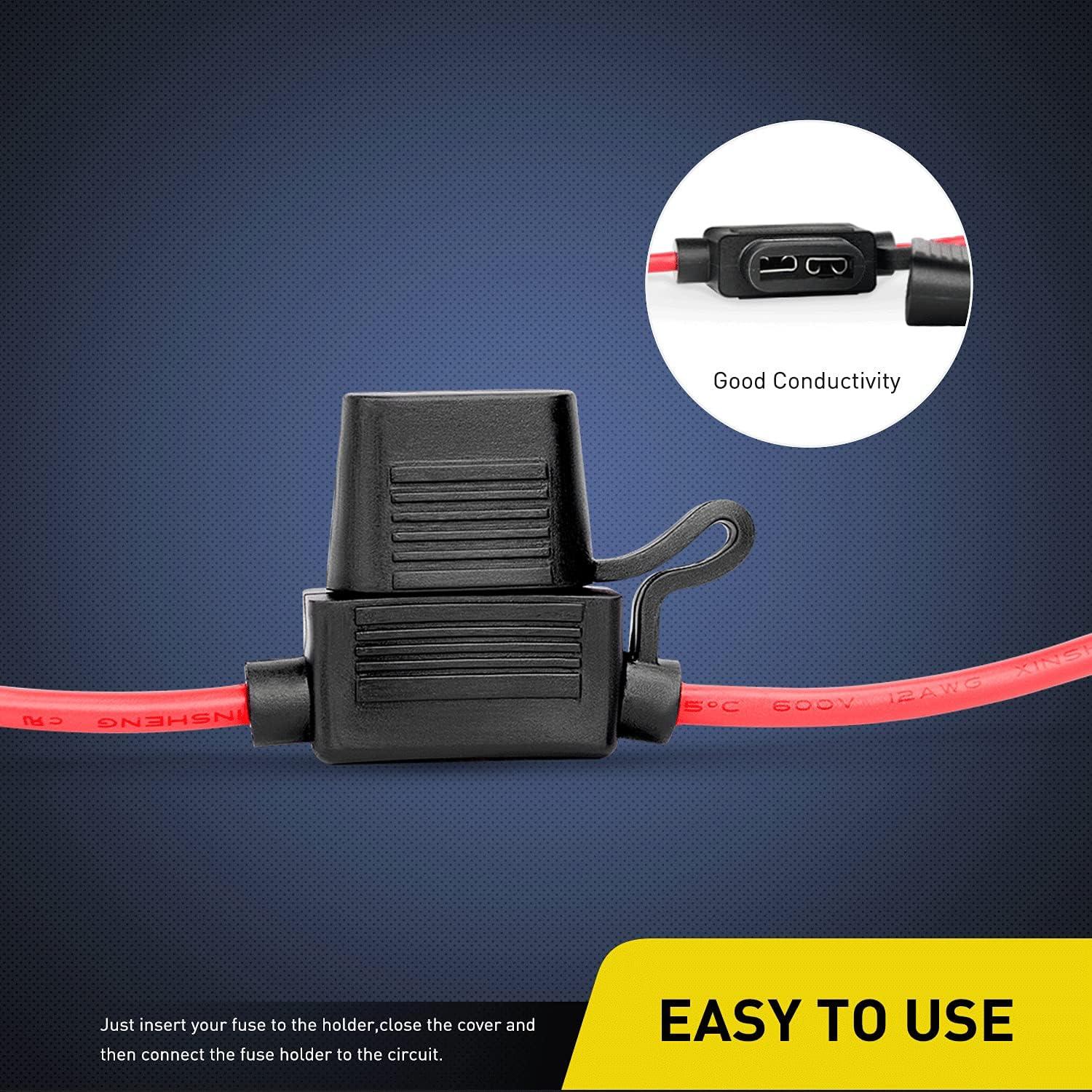 imageNilight 10 Pack NIFH01 Inline Holder 14AWG Wiring Harness ATCATO 30AMP Blade Automotive Fuse Holder10 2 Years Warranty5Pcs 12AWG Fuse Holder