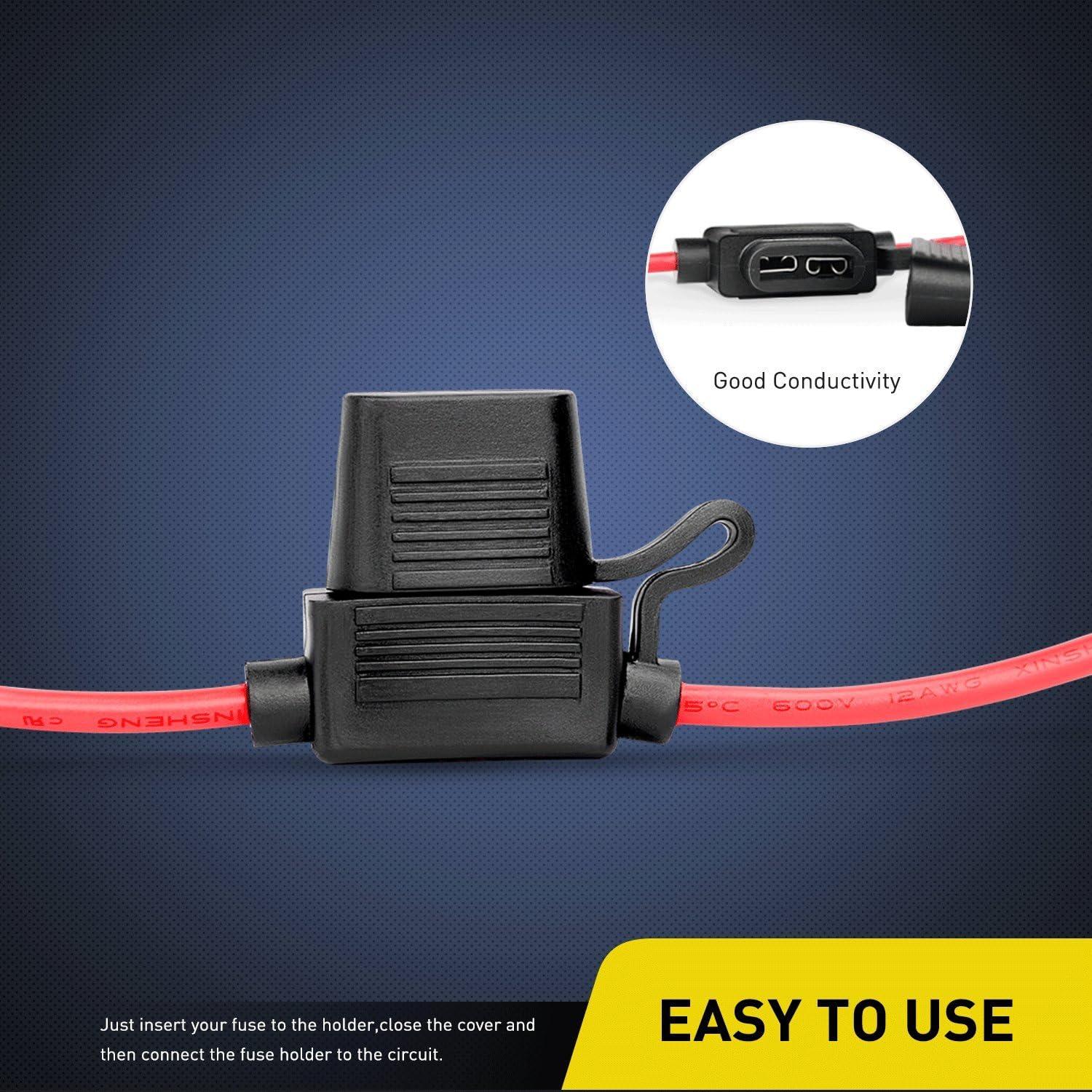 imageNilight 10 Pack NIFH01 Inline Holder 14AWG Wiring Harness ATCATO 30AMP Blade Automotive Fuse Holder10 2 Years Warranty5Pcs 12AWG Fuse Holder