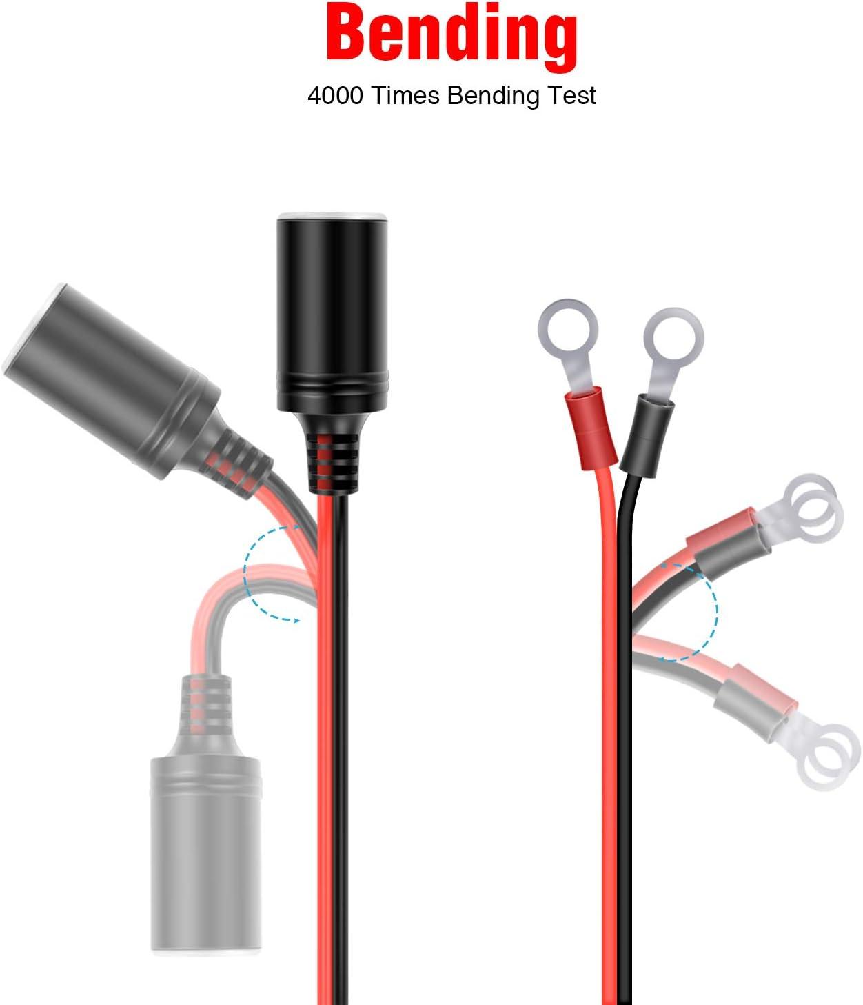 imageNilight 10026W Cord Plug Socket Clamp 49FT  15m 16 AWG ClipOn and Female Cigarette Lighter Adapter Car Battery ExtensionCable with 15A FuseCigarette Lighter Socket to O ring Harness