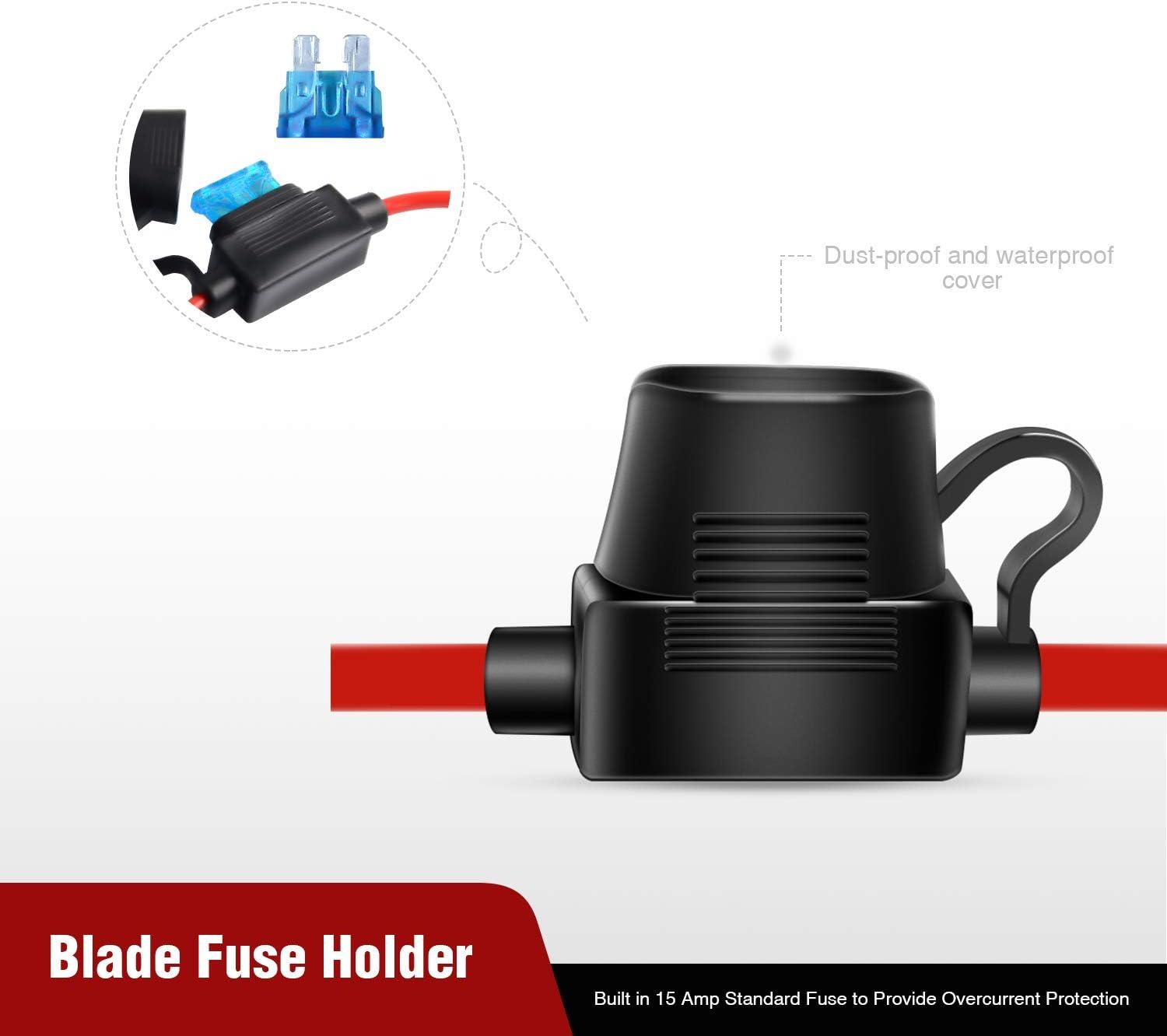 imageNilight 10026W Cord Plug Socket Clamp 49FT  15m 16 AWG ClipOn and Female Cigarette Lighter Adapter Car Battery ExtensionCable with 15A FuseCigarette Lighter Socket to O ring Harness