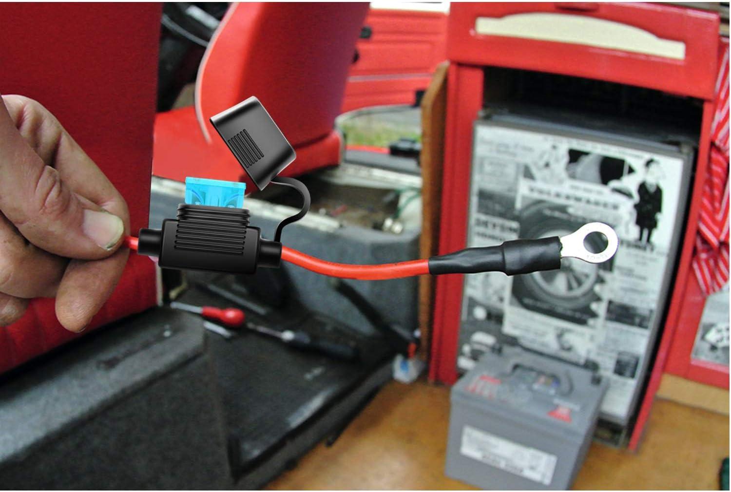 imageNilight 10026W Cord Plug Socket Clamp 49FT  15m 16 AWG ClipOn and Female Cigarette Lighter Adapter Car Battery ExtensionCable with 15A FuseCigarette Lighter Socket to O ring Harness