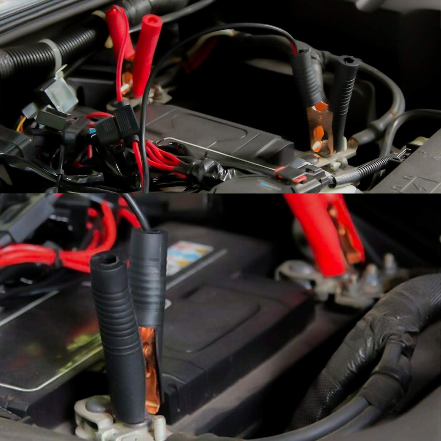 imageNilight 10026W Cord Plug Socket Clamp 49FT  15m 16 AWG ClipOn and Female Cigarette Lighter Adapter Car Battery ExtensionCable with 15A FuseCigarette Lighter Socket to Battery Clamp