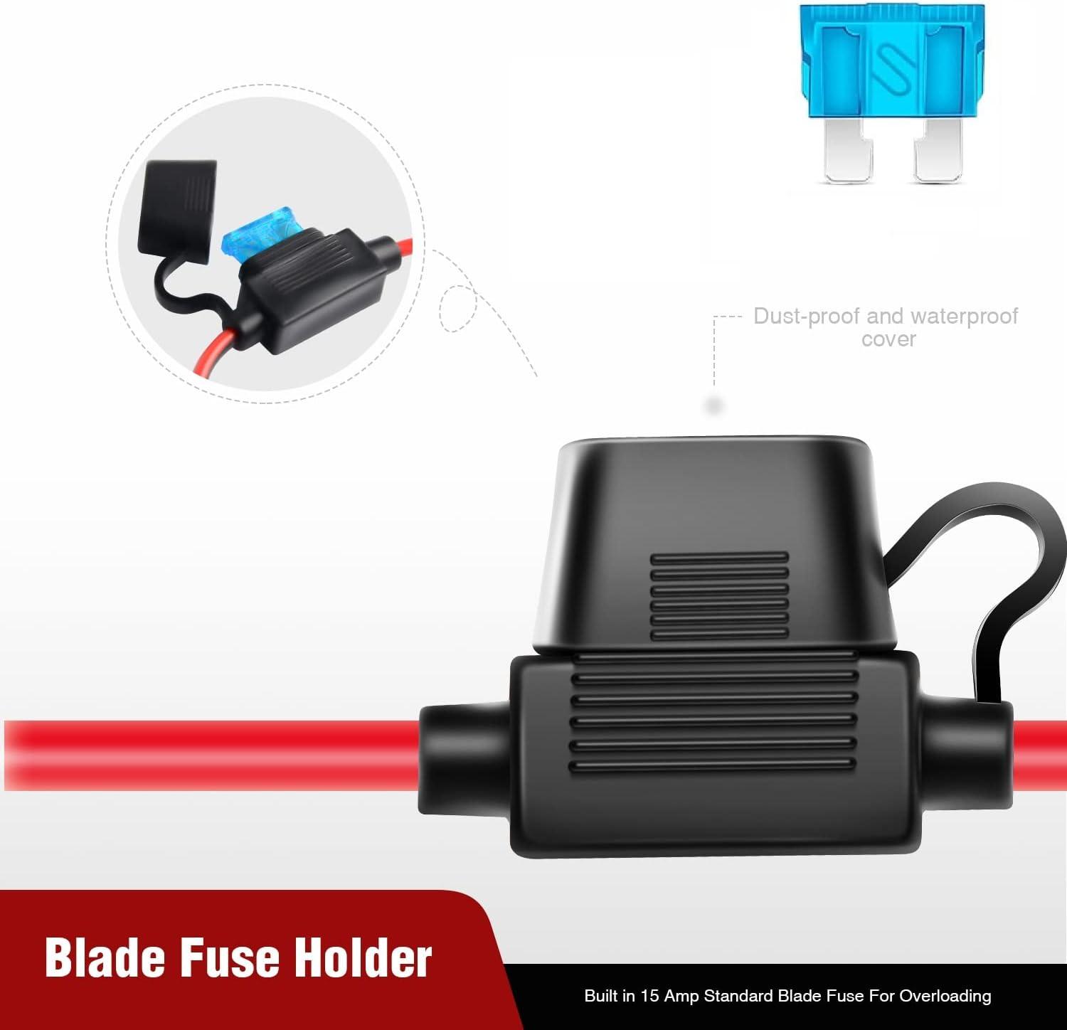 imageNilight 10026W Cord Plug Socket Clamp 49FT  15m 16 AWG ClipOn and Female Cigarette Lighter Adapter Car Battery ExtensionCable with 15A FuseCigarette Lighter Socket to Battery Clamp