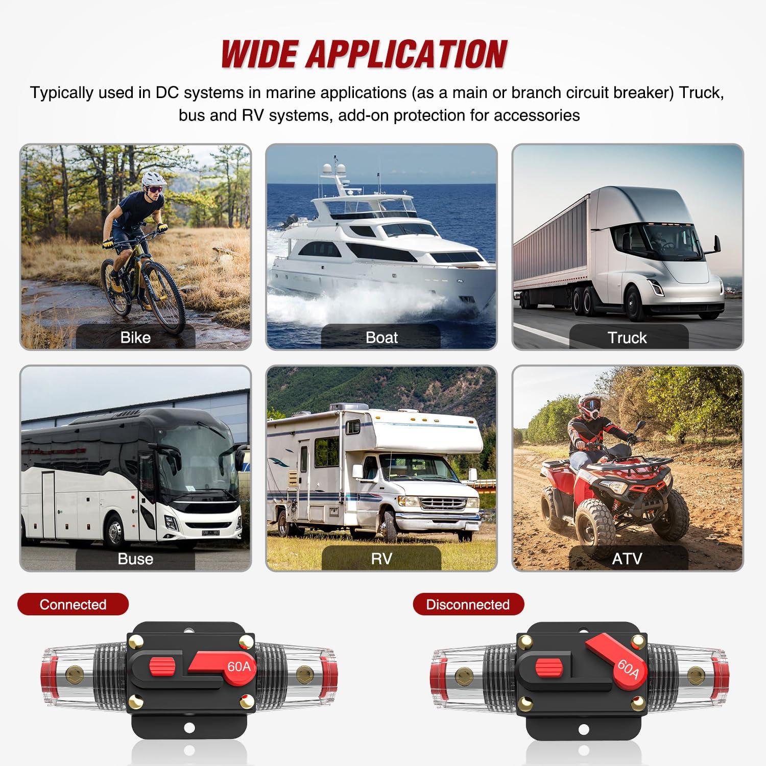 imageNilight 100A Inline Circuit Breaker Resettable 1224V DC Manual Reset Fuse Holder 315AWG Overload Protection for Car Audio Sound Amplifier System RV Marine Boat Truck Solar InverterCircuit Breaker B