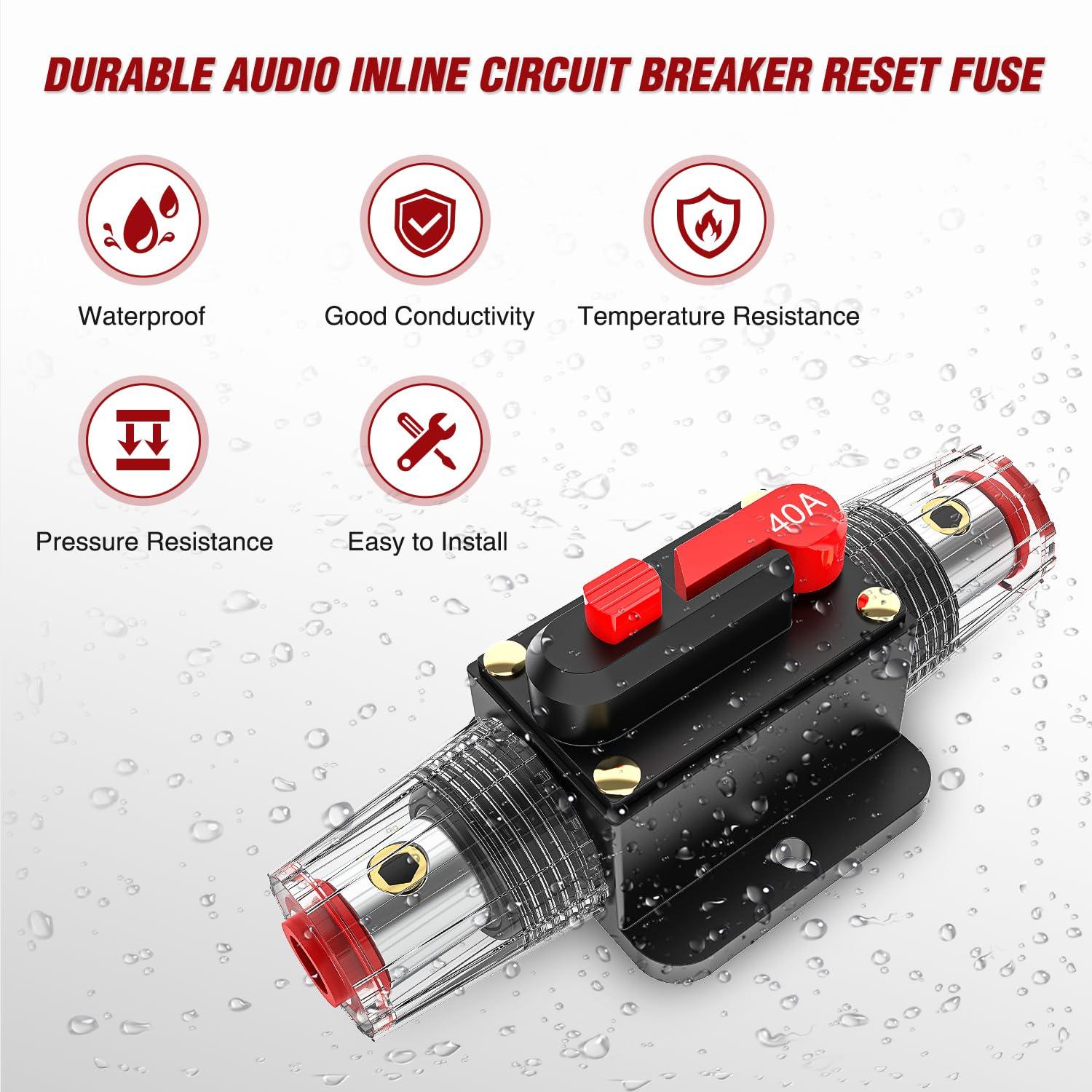 imageNilight 100A Inline Circuit Breaker Resettable 1224V DC Manual Reset Fuse Holder 315AWG Overload Protection for Car Audio Sound Amplifier System RV Marine Boat Truck Solar InverterCircuit Breaker B