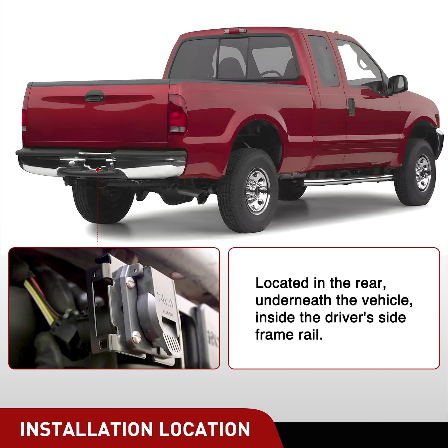 imageNilight 4Way Flat to 7Way Round RV Blade Adapter Plug 4 Pin to 7 Pin Vehicle Side Trailer Light Adapter with Extra Output Wire Tow Hitch Wire Adapter 7 Way Car End with mounting Bracket19992001 Ford F250F550 Trailer Harness