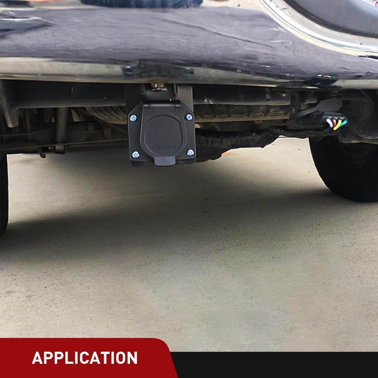 imageNilight 4Way Flat to 7Way Round RV Blade Adapter Plug 4 Pin to 7 Pin Vehicle Side Trailer Light Adapter with Extra Output Wire Tow Hitch Wire Adapter 7 Way Car End with mounting Bracket4Way to 7Way Trailer Adapter