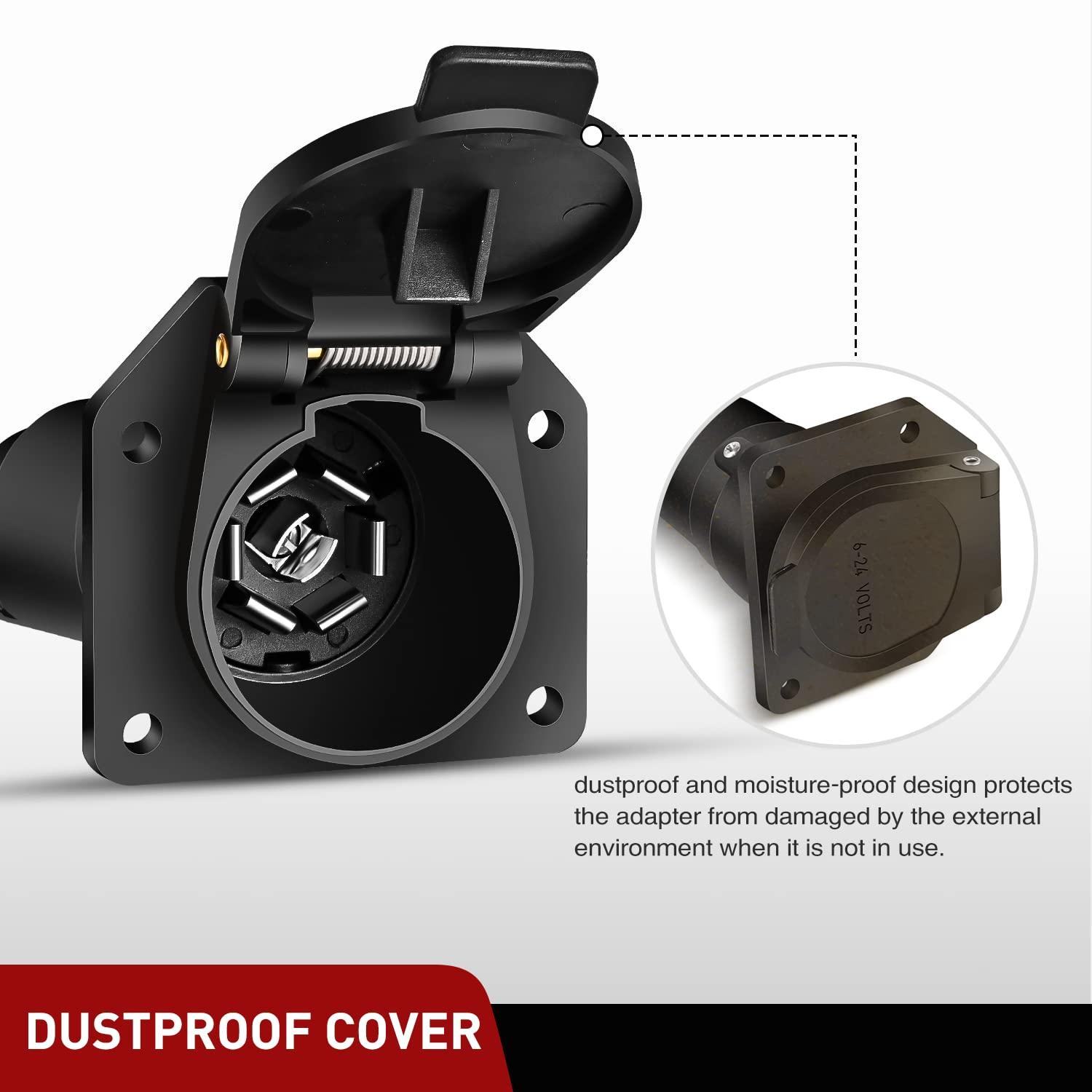 imageNilight 4Way Flat to 7Way Round RV Blade Adapter Plug 4 Pin to 7 Pin Vehicle Side Trailer Light Adapter with Extra Output Wire Tow Hitch Wire Adapter 7 Way Car End with mounting Bracket4Way to 7Way Adapter