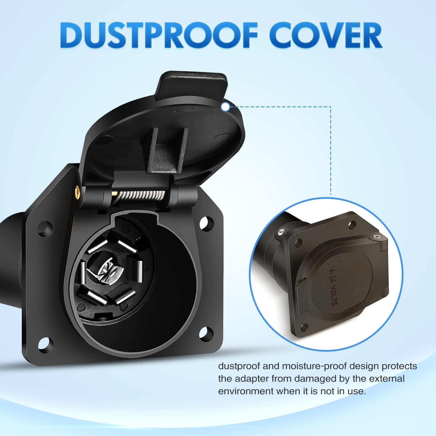 imageNilight 4Way Flat to 7Way Round RV Blade Adapter Plug 4 Pin to 7 Pin Vehicle Side Trailer Light Adapter with Extra Output Wire Tow Hitch Wire Adapter 7 Way Car End with mounting Bracket7Pin to 7Way RV Trailer Adapter