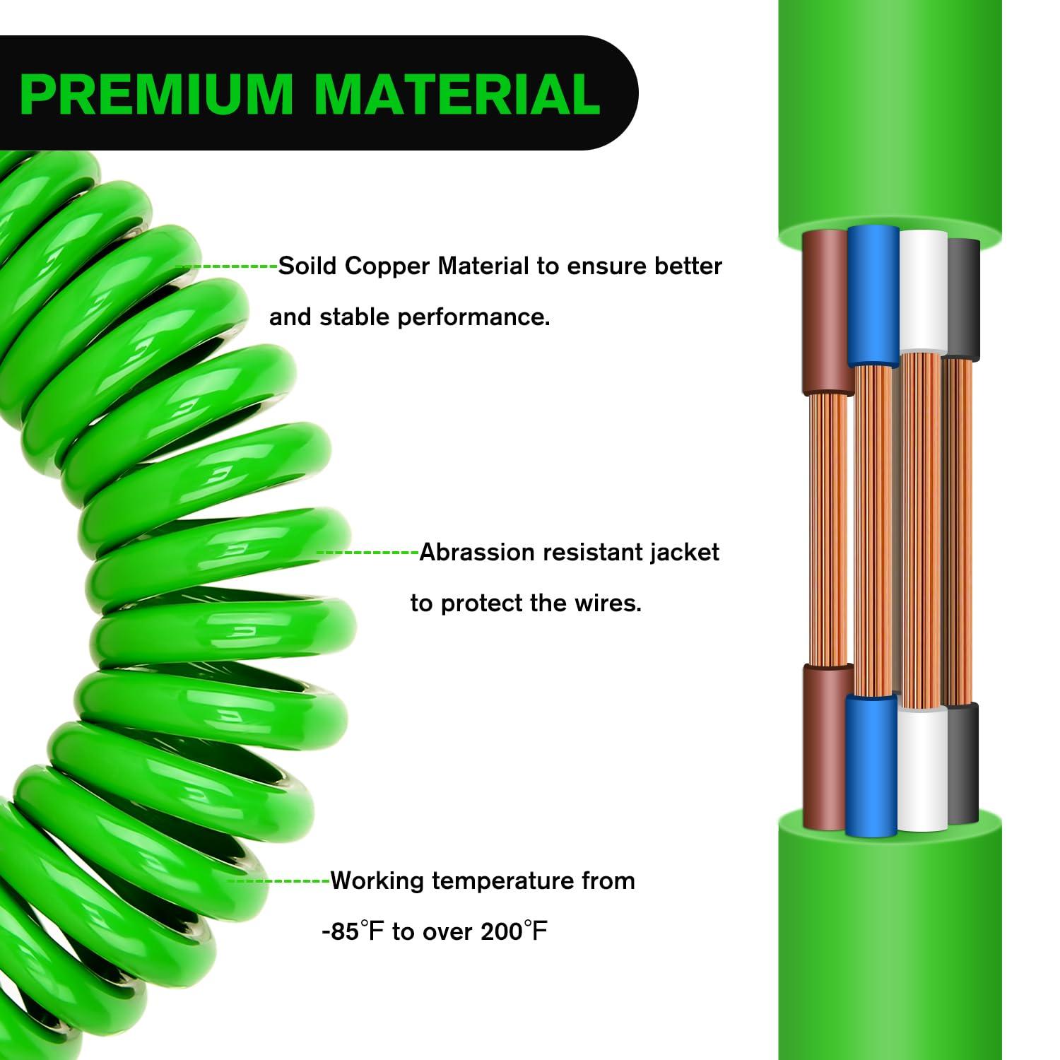 imageNilight 4Way Flat to 7Way Round RV Blade Adapter Plug 4 Pin to 7 Pin Vehicle Side Trailer Light Adapter with Extra Output Wire Tow Hitch Wire Adapter 7 Way Car End with mounting BracketGreen 7 Pin to 6 Pin Trailer Wiring Harness