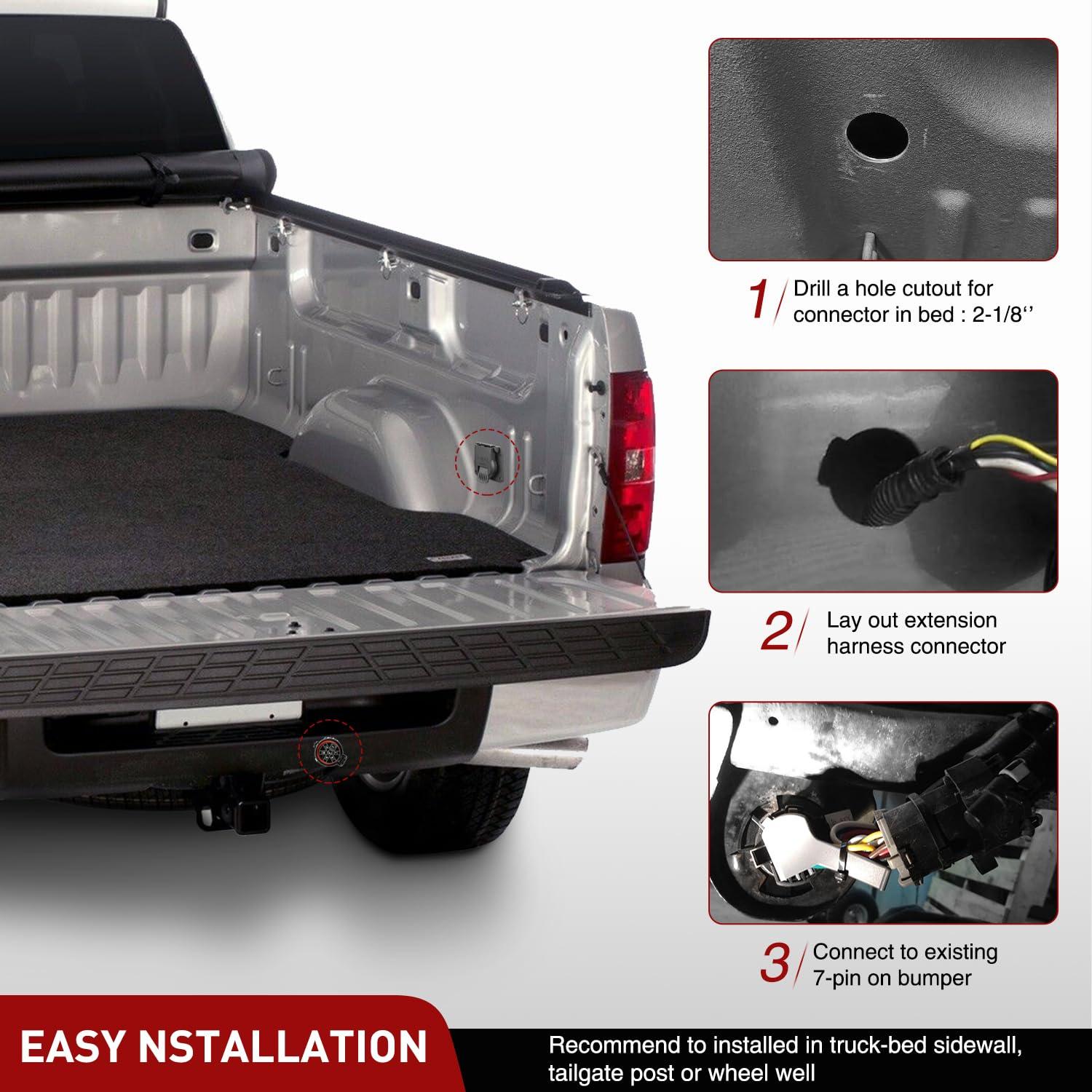 imageNilight 4Way Flat to 7Way Round RV Blade Adapter Plug 4 Pin to 7 Pin Vehicle Side Trailer Light Adapter with Extra Output Wire Tow Hitch Wire Adapter 7 Way Car End with mounting BracketUSCAR 7Pin to RV 7Pin Trailer Harness