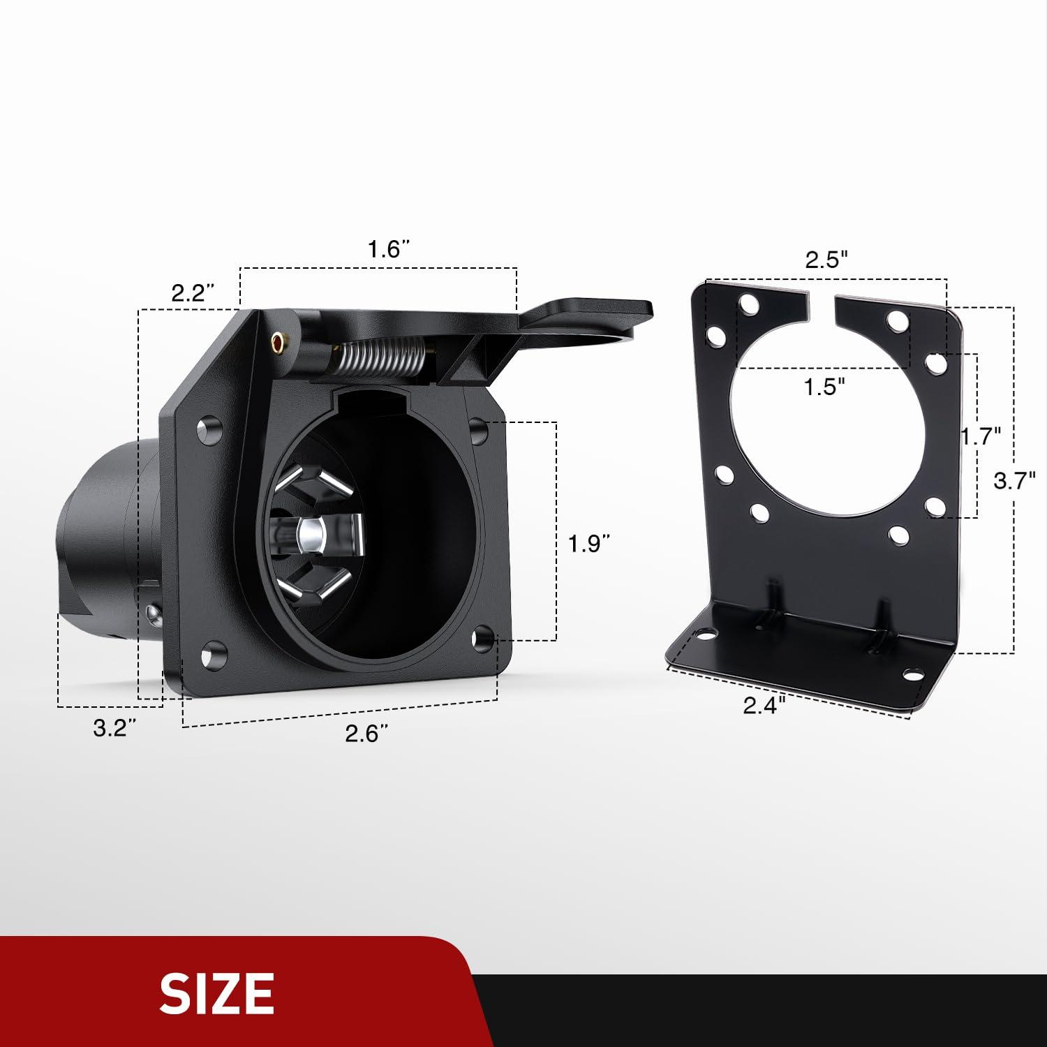 imageNilight 4Way Flat to 7Way Round RV Blade Adapter Plug 4 Pin to 7 Pin Vehicle Side Trailer Light Adapter with Extra Output Wire Tow Hitch Wire Adapter 7 Way Car End with mounting Bracket4Way to 7Way Trailer Adapter