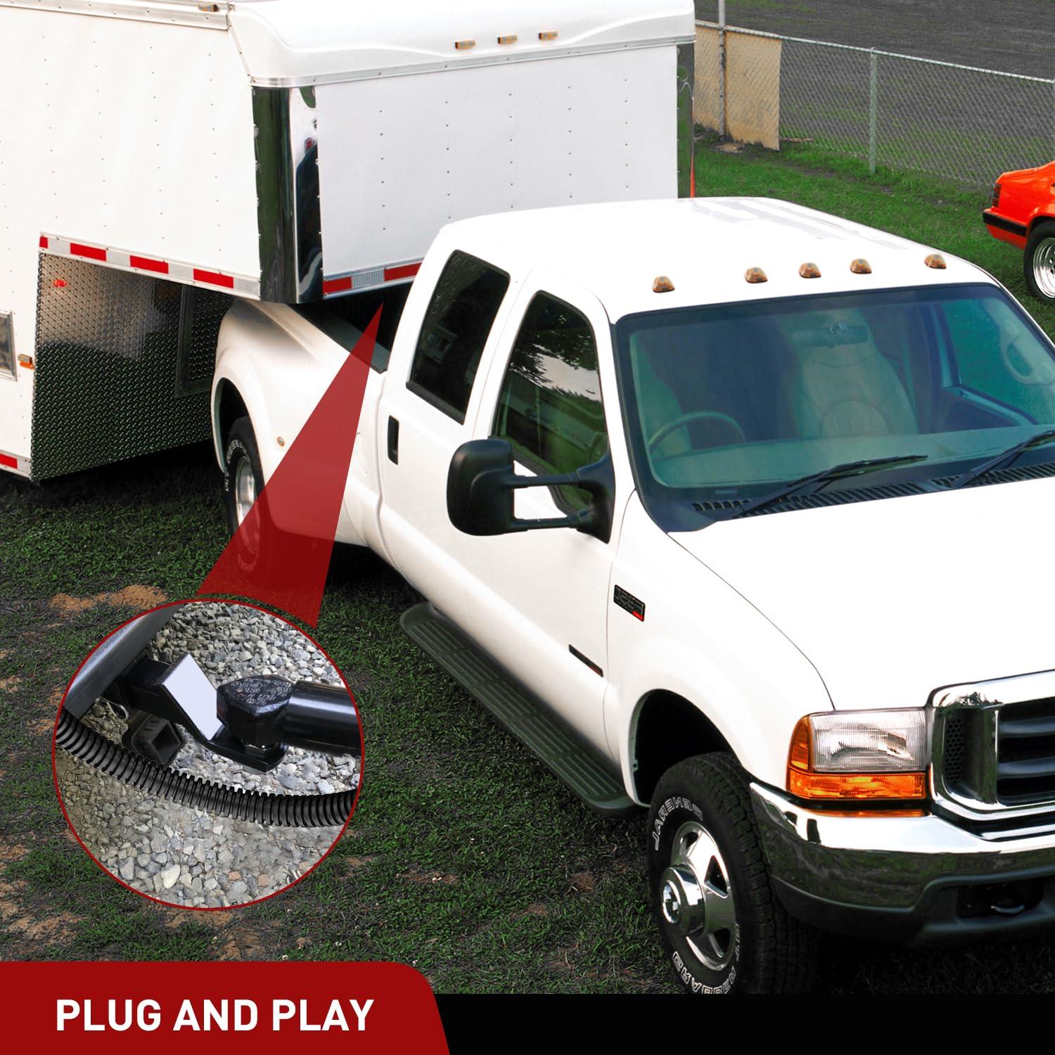 imageNilight 4Way Flat to 7Way Round RV Blade Adapter Plug 4 Pin to 7 Pin Vehicle Side Trailer Light Adapter with Extra Output Wire Tow Hitch Wire Adapter 7 Way Car End with mounting Bracket19992001 Ford F250F550 Trailer Harness