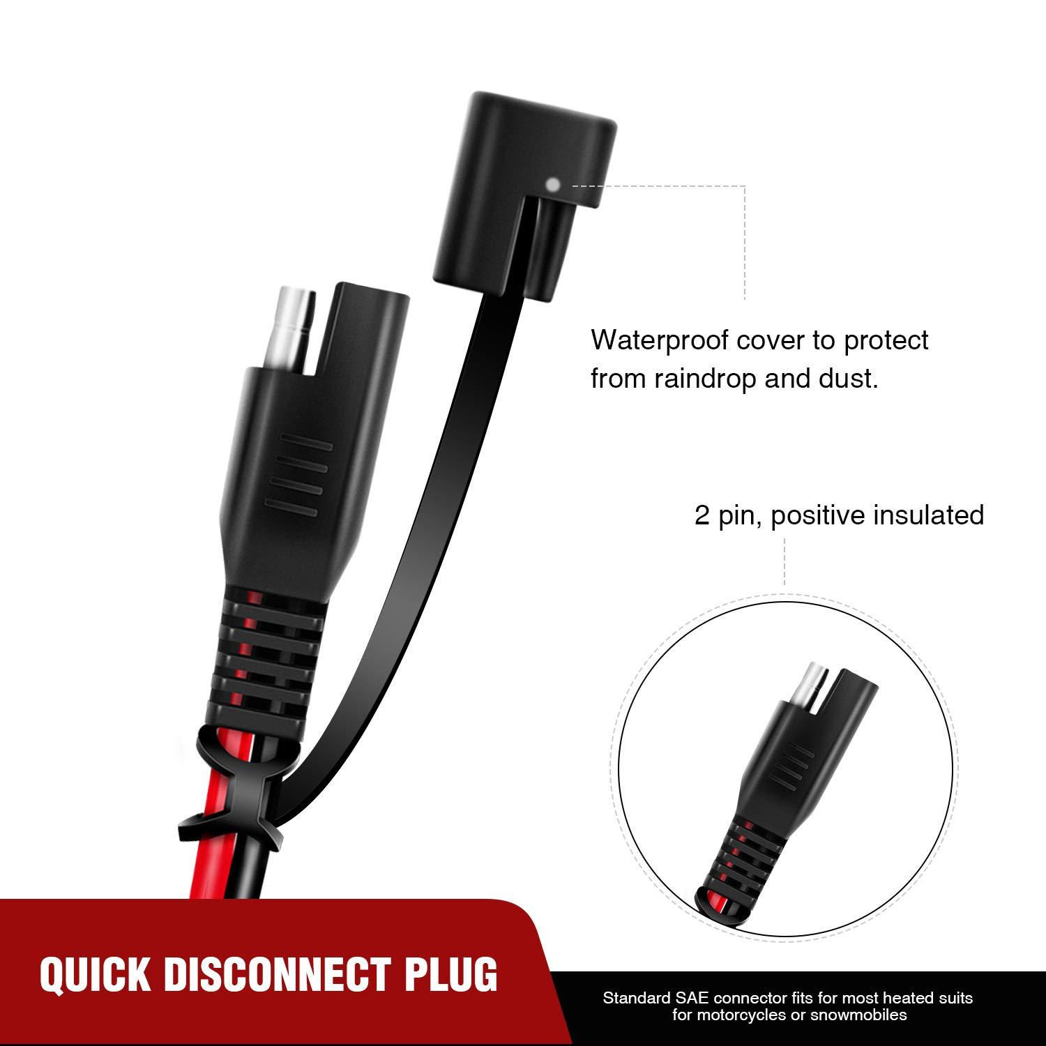 imageNilight 50037R 12FT Cable DC Extension Cord 16AWG 2 Pin Wire Harness with 12V24V Quick ConnectDisconnect SAE Connector with Dust Cap 2 Years Warranty Red black2FT SAE to O Ring Harness