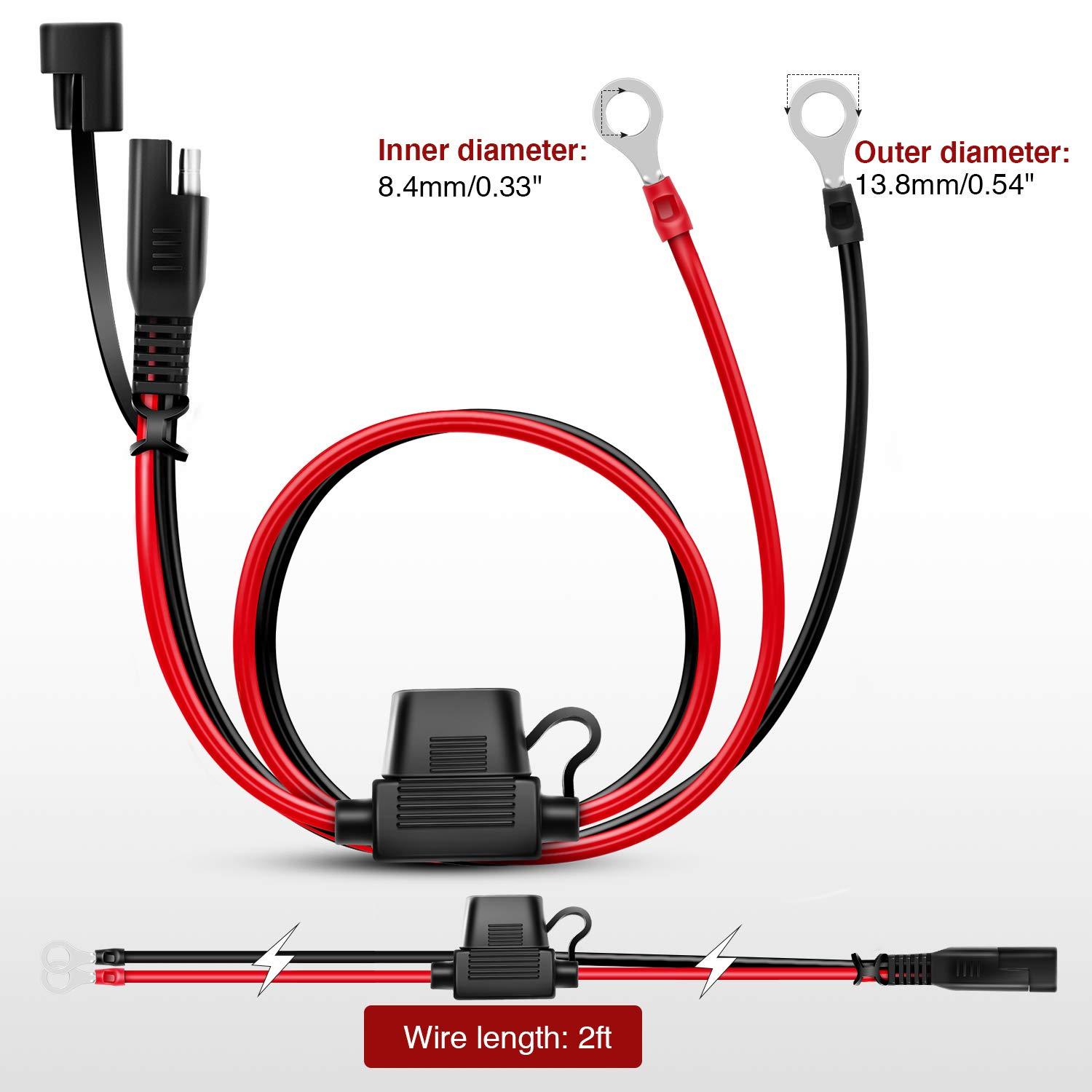 imageNilight 50037R 12FT Cable DC Extension Cord 16AWG 2 Pin Wire Harness with 12V24V Quick ConnectDisconnect SAE Connector with Dust Cap 2 Years Warranty Red black2FT SAE to O Ring Harness