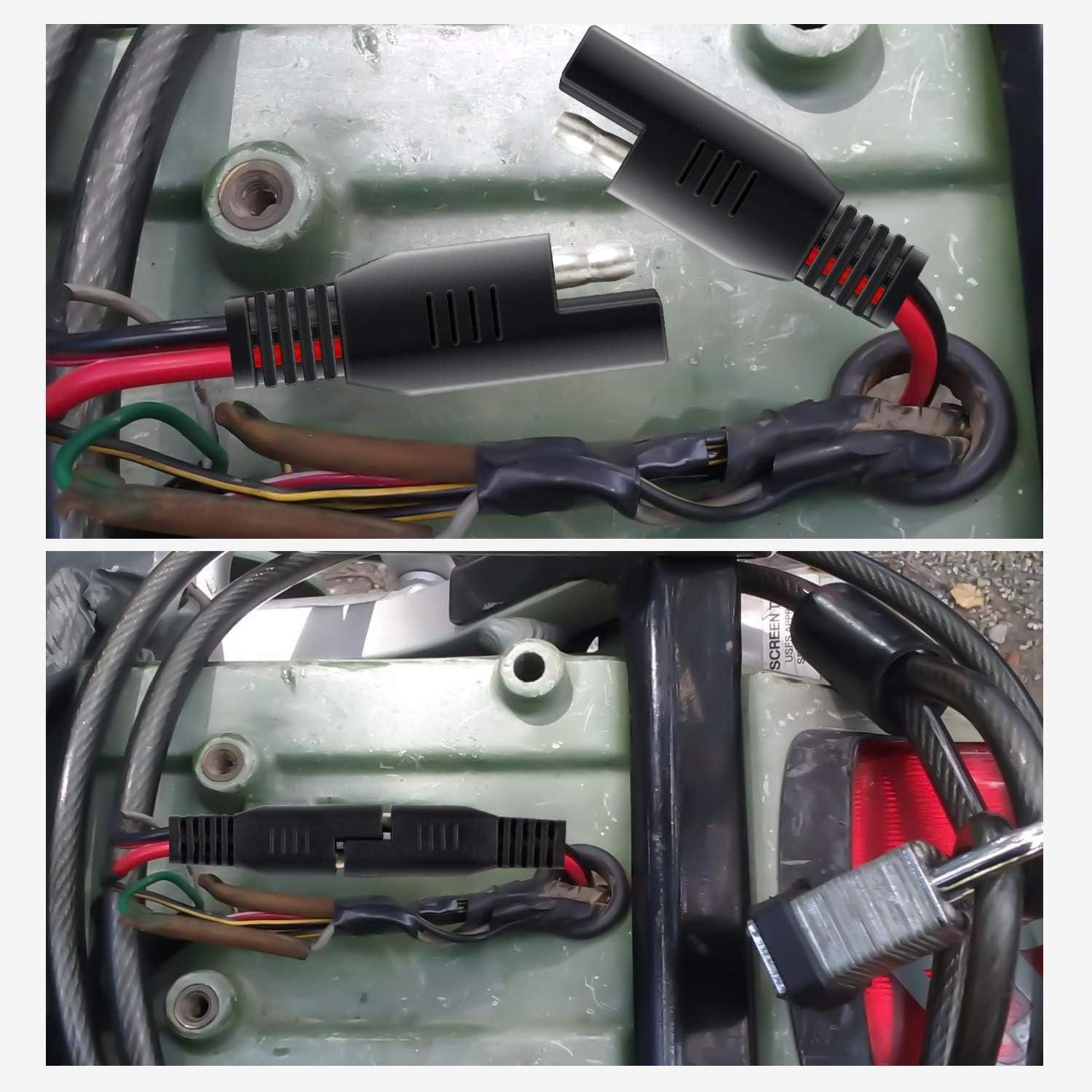 imageNilight 50037R 12FT Cable DC Extension Cord 16AWG 2 Pin Wire Harness with 12V24V Quick ConnectDisconnect SAE Connector with Dust Cap 2 Years Warranty Red black2Pcs 12FT SAE Extension Cable