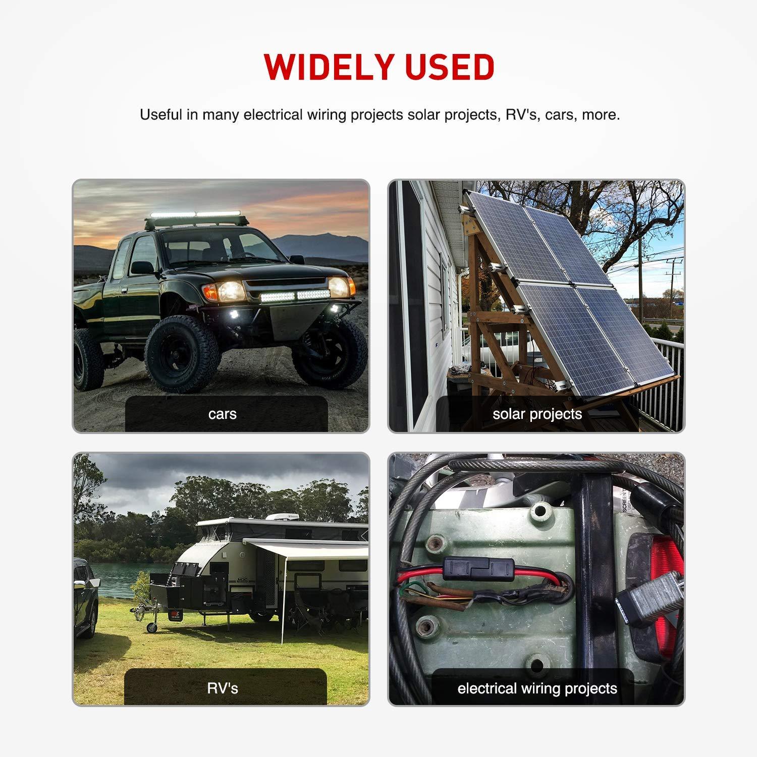 imageNilight 50037R 12FT Cable DC Extension Cord 16AWG 2 Pin Wire Harness with 12V24V Quick ConnectDisconnect SAE Connector with Dust Cap 2 Years Warranty Red black12 SAE Disconnect 10AWG