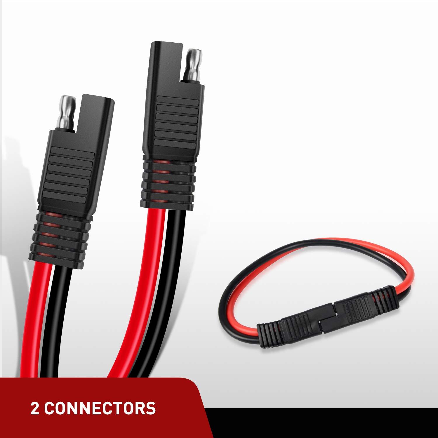 imageNilight 50037R 12FT Cable DC Extension Cord 16AWG 2 Pin Wire Harness with 12V24V Quick ConnectDisconnect SAE Connector with Dust Cap 2 Years Warranty Red black5Pcs 12 SAE Disconnect 10AWG