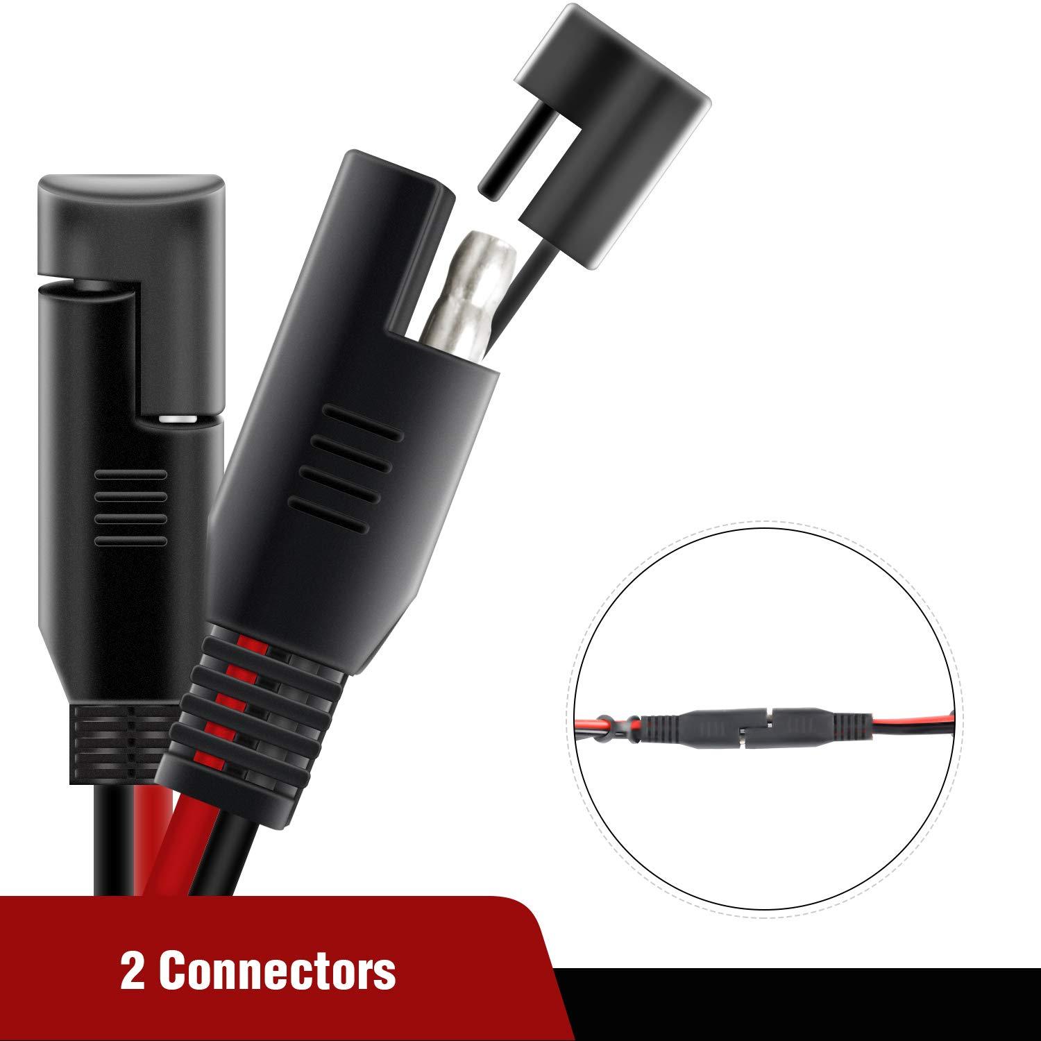 imageNilight 50037R 12FT Cable DC Extension Cord 16AWG 2 Pin Wire Harness with 12V24V Quick ConnectDisconnect SAE Connector with Dust Cap 2 Years Warranty Red black12FT SAE Extension Cord