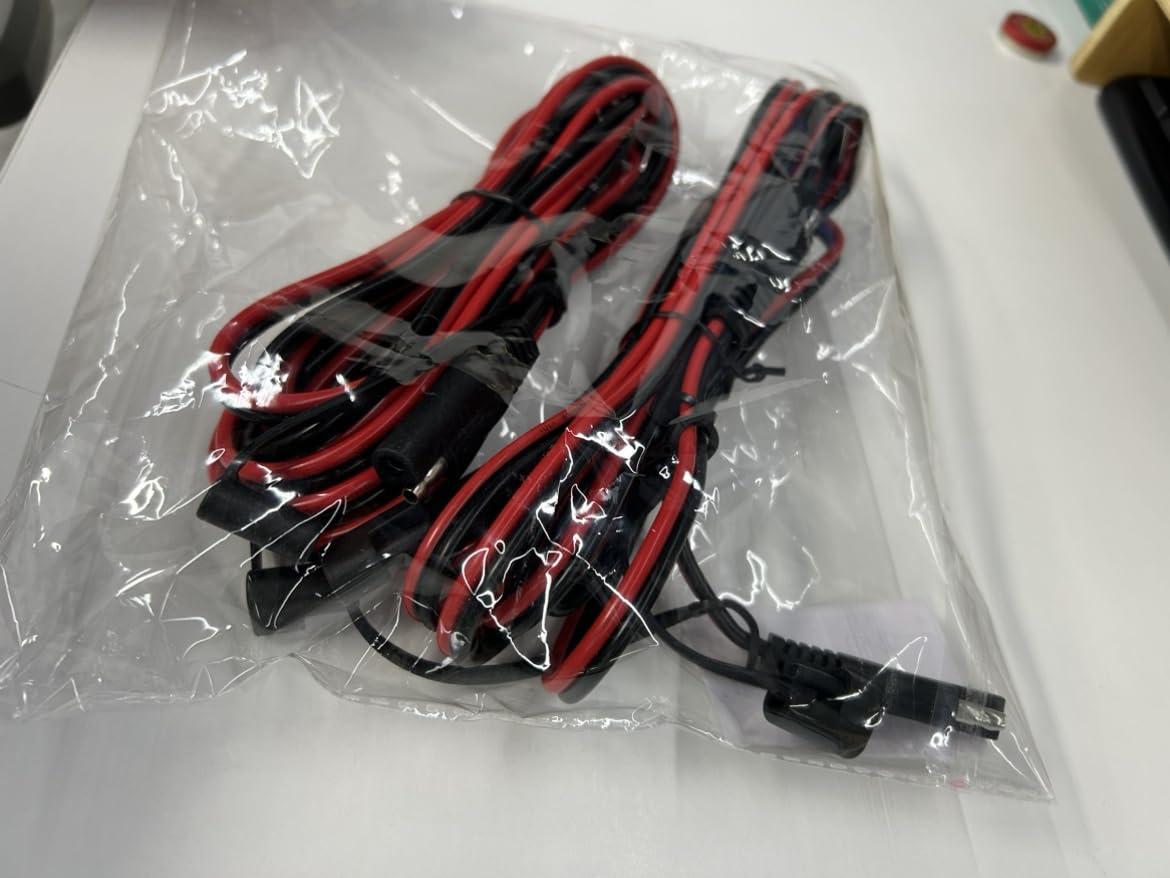 imageNilight 50037R 12FT Cable DC Extension Cord 16AWG 2 Pin Wire Harness with 12V24V Quick ConnectDisconnect SAE Connector with Dust Cap 2 Years Warranty Red black2Pcs 12FT SAE Extension Cable