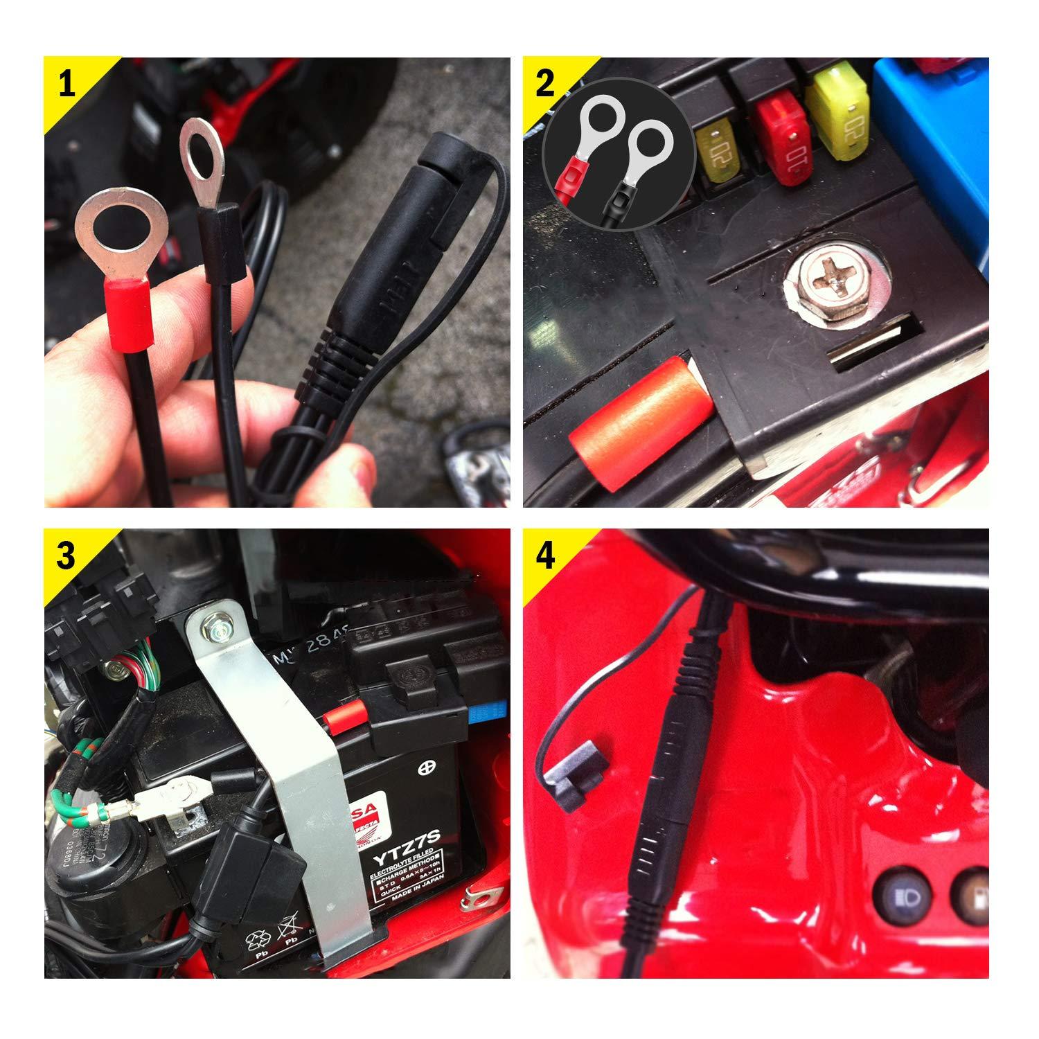 imageNilight 50037R 12FT Cable DC Extension Cord 16AWG 2 Pin Wire Harness with 12V24V Quick ConnectDisconnect SAE Connector with Dust Cap 2 Years Warranty Red black2FT SAE to O Ring Harness