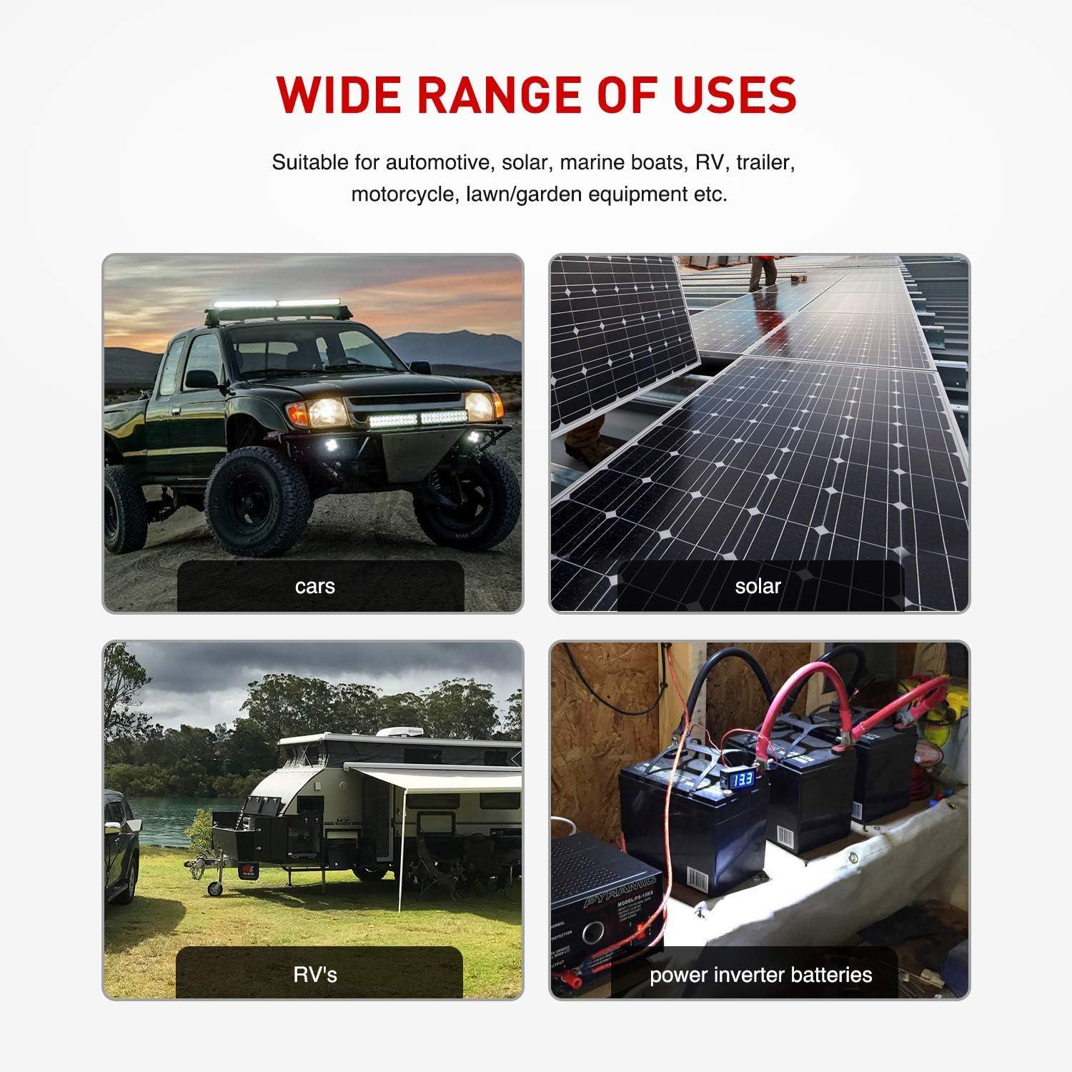 imageNilight 6 AWG 20 Inch Each Battery Power Inverter Cables wTinned Wire Terminals Red Black 38 Inch Lugs Copper Parallel OxygenFree Wires for Solar Motorcycle Automotive Cars