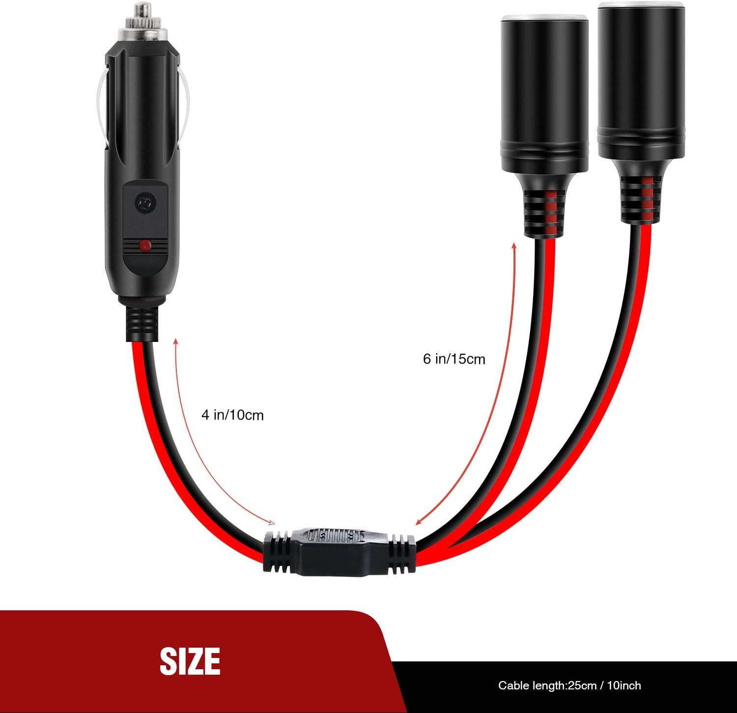 imageNilight Cigarette Lighter Extension Cord Cable Heavy Duty 6ft 12V24V Car Charger with Cigarette Lighter Plug Cigarette Lighter Socket2 Years Warranty1 to 2 Cigarette Lighter Splitter