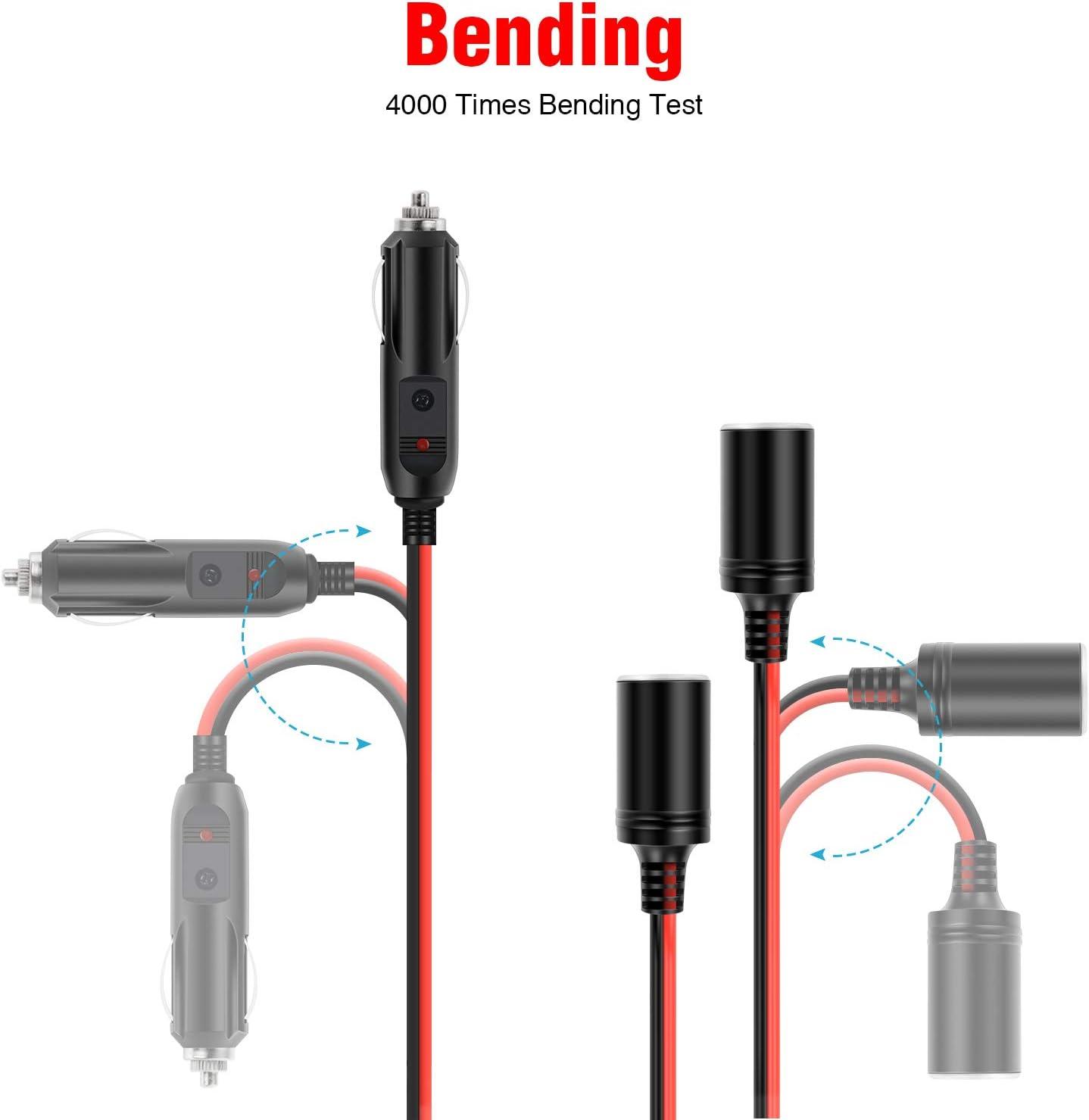 imageNilight Cigarette Lighter Extension Cord Cable Heavy Duty 6ft 12V24V Car Charger with Cigarette Lighter Plug Cigarette Lighter Socket2 Years Warranty1 to 2 Cigarette Lighter Splitter