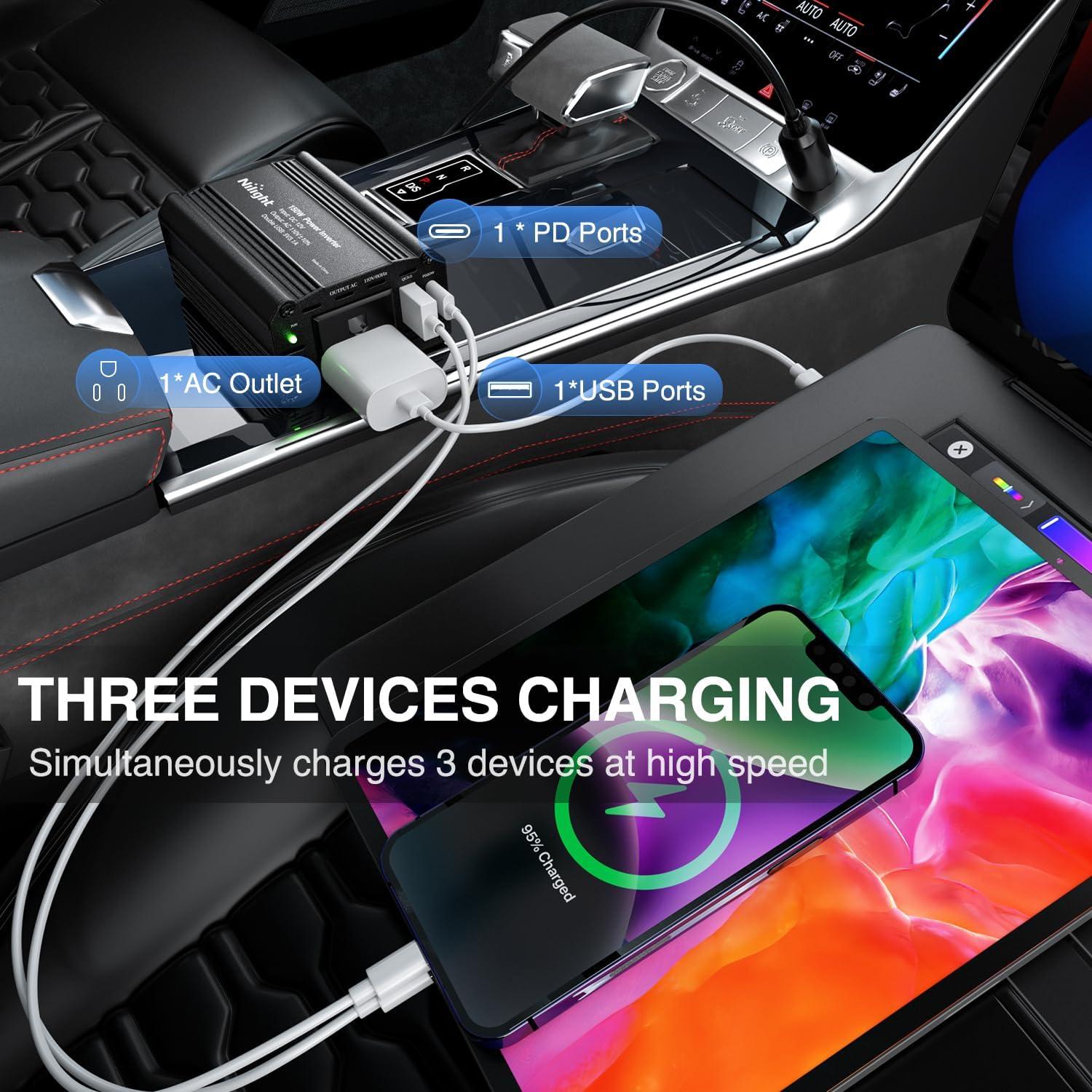 imageNilight Cigarette Lighter Extension Cord Cable Heavy Duty 6ft 12V24V Car Charger with Cigarette Lighter Plug Cigarette Lighter Socket2 Years Warranty150W USBPD 110V Outlet