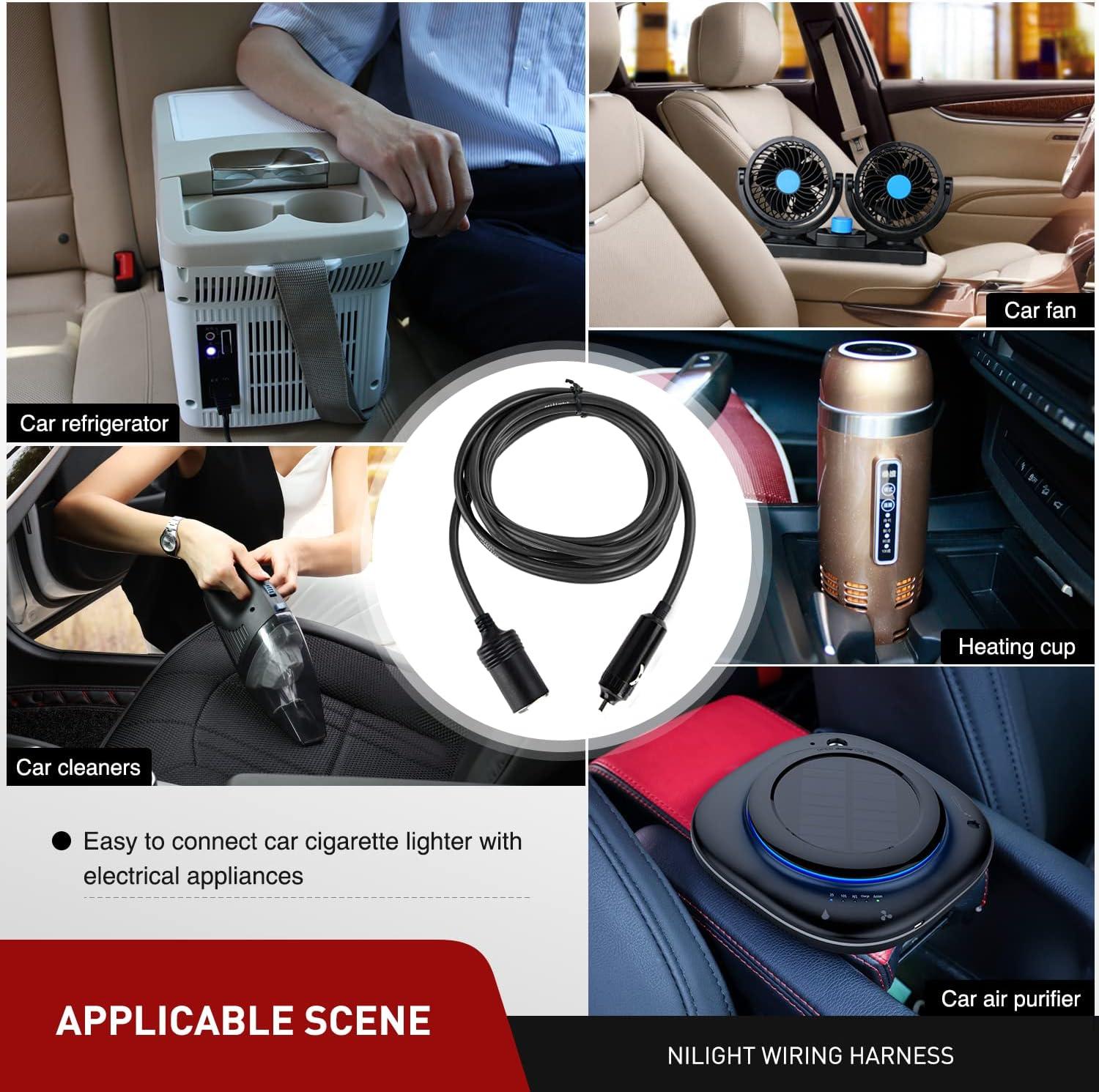 imageNilight Cigarette Lighter Extension Cord Cable Heavy Duty 6ft 12V24V Car Charger with Cigarette Lighter Plug Cigarette Lighter Socket2 Years Warranty14ft Cigarette Lighter Black