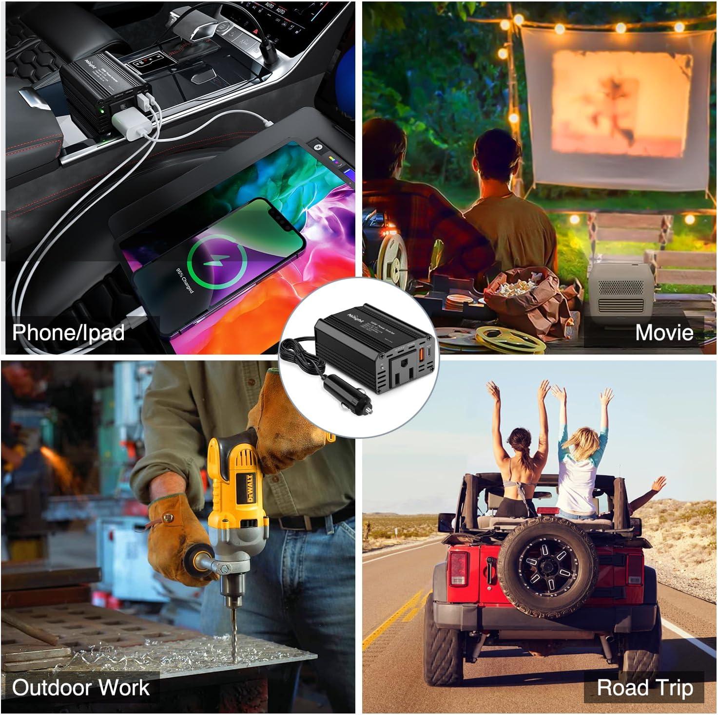 imageNilight Cigarette Lighter Extension Cord Cable Heavy Duty 6ft 12V24V Car Charger with Cigarette Lighter Plug Cigarette Lighter Socket2 Years Warranty150W USBPD 110V Outlet