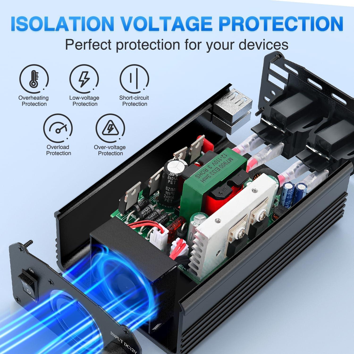 imageNilight Cigarette Lighter Extension Cord Cable Heavy Duty 6ft 12V24V Car Charger with Cigarette Lighter Plug Cigarette Lighter Socket2 Years Warranty300W USB2 110V Outlet2